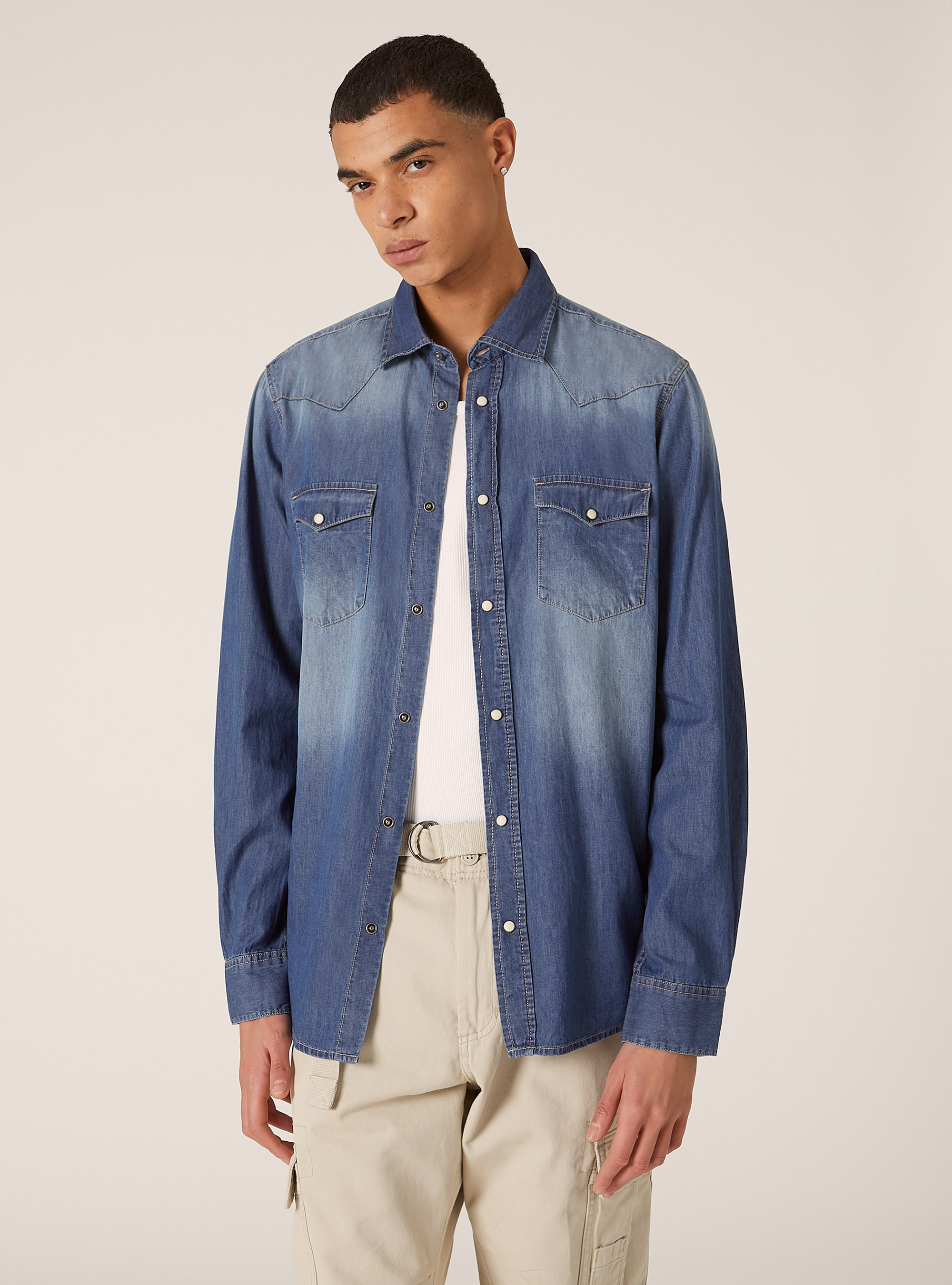 Camisa vaquera, D003 MEDIUM BLUE