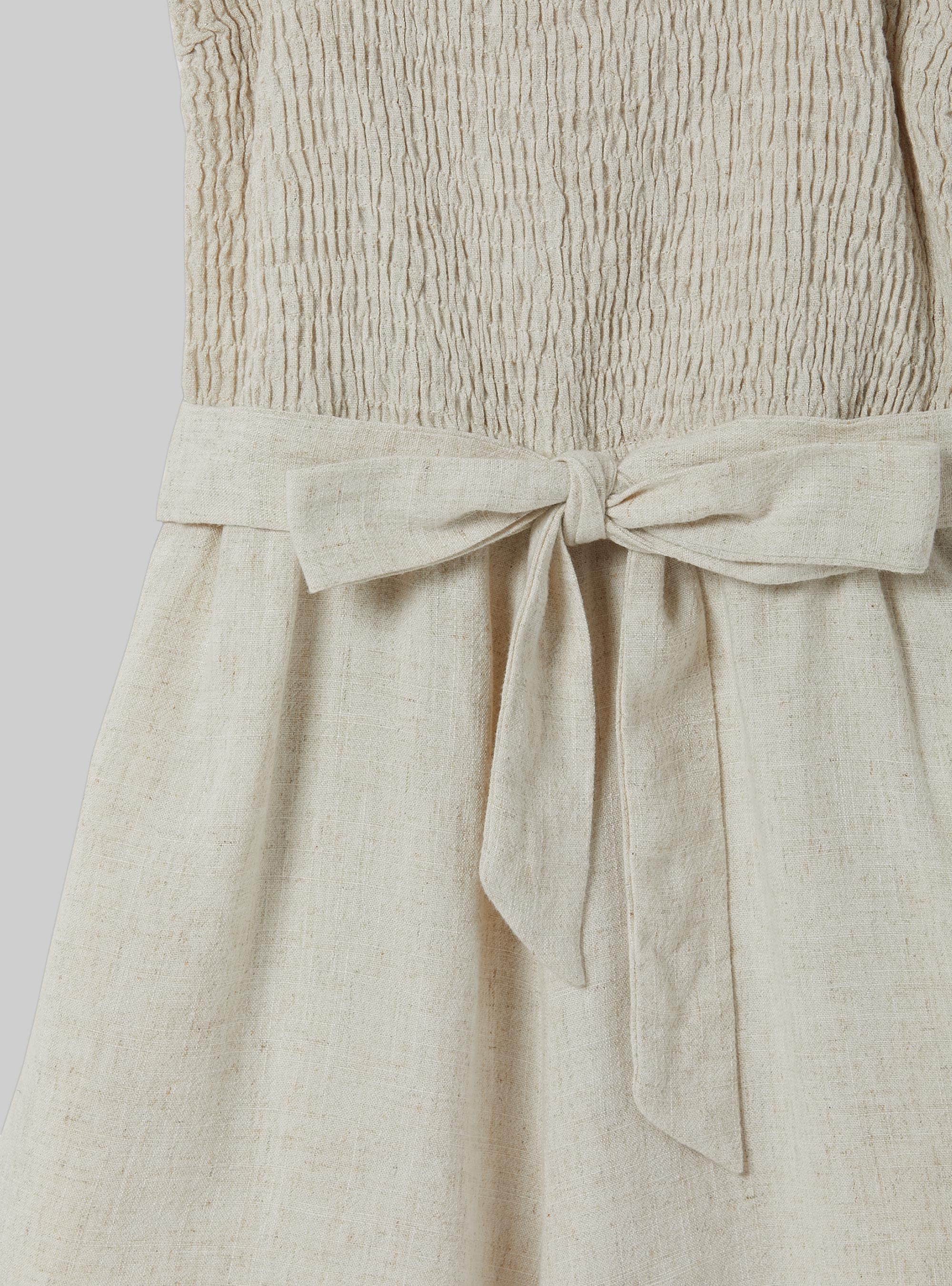 Mono corto en mezcla de lino, C0578 BEIGE