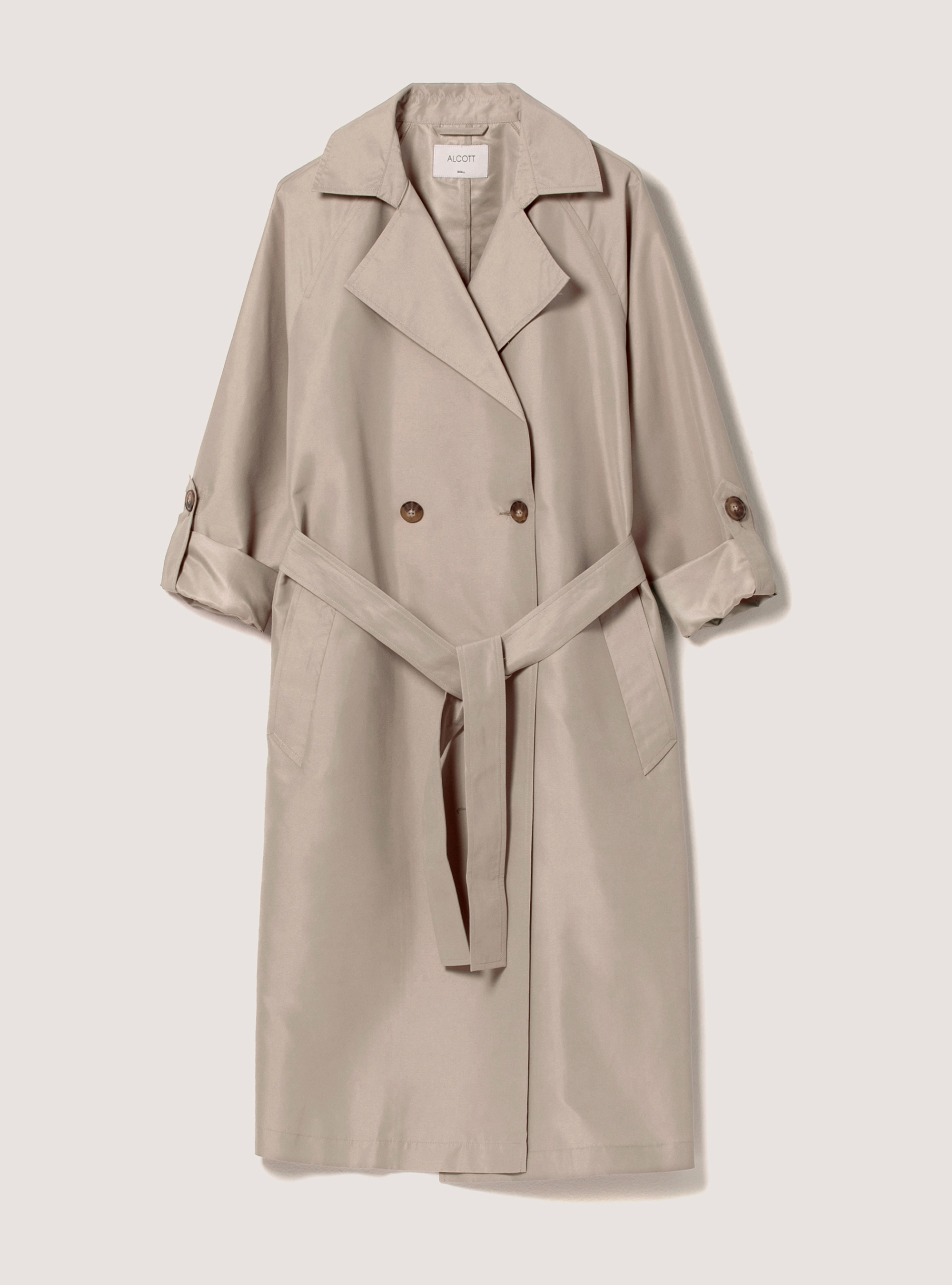 Long trench coat with buttons, BG2 BEIGE MEDIUM