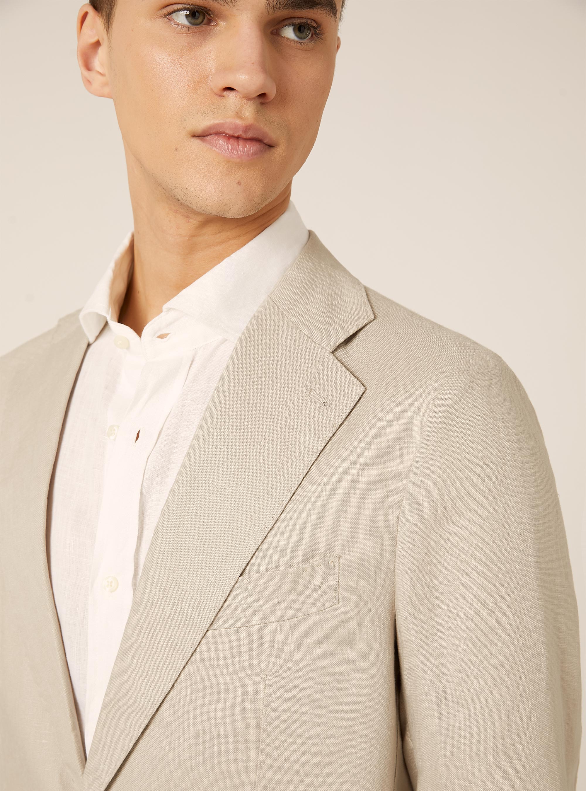Giacca in lino monopetto, BG3 BEIGE LIGHT