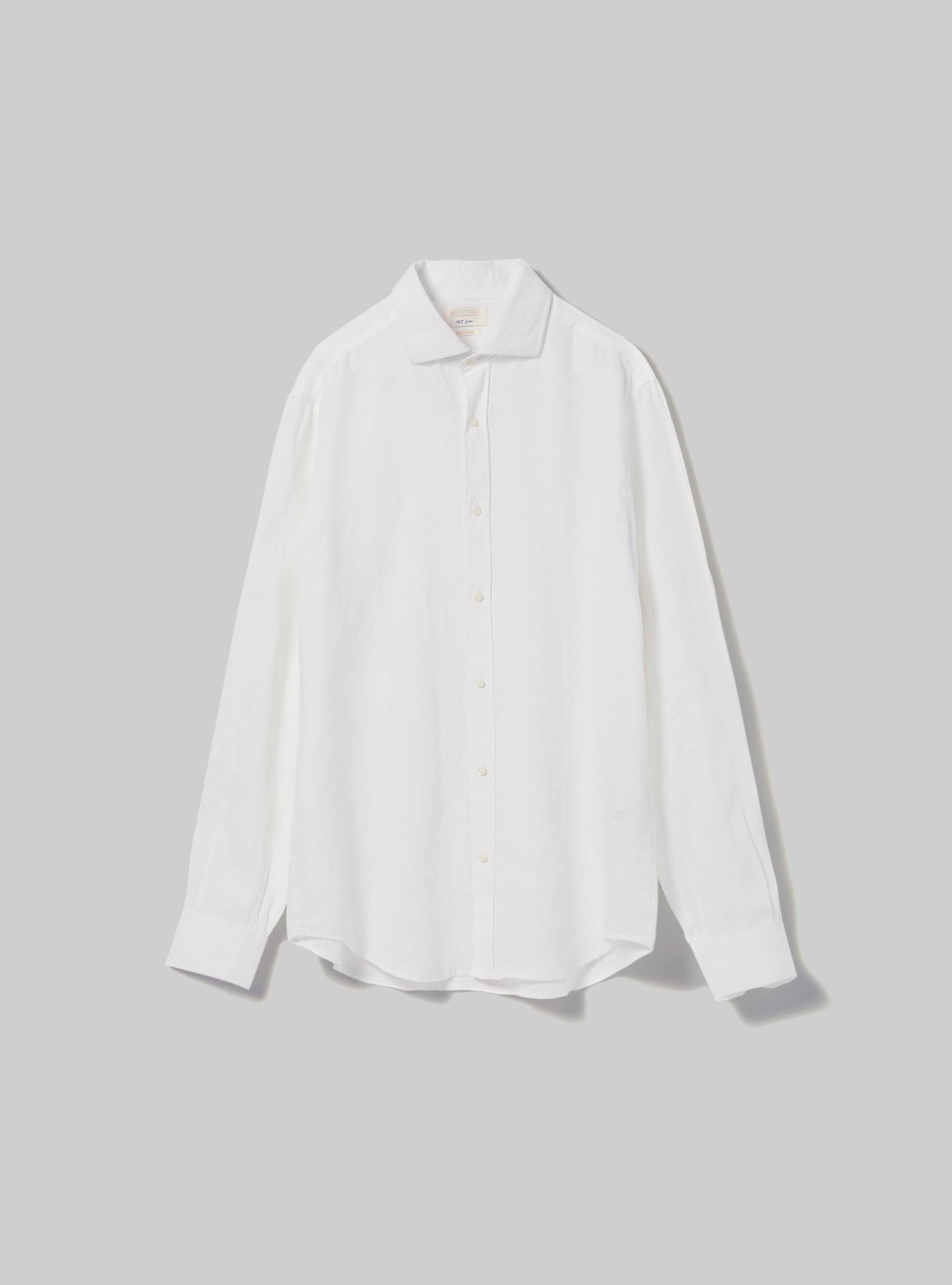 Long-sleeved pure linen shirt, WH3 WHITE