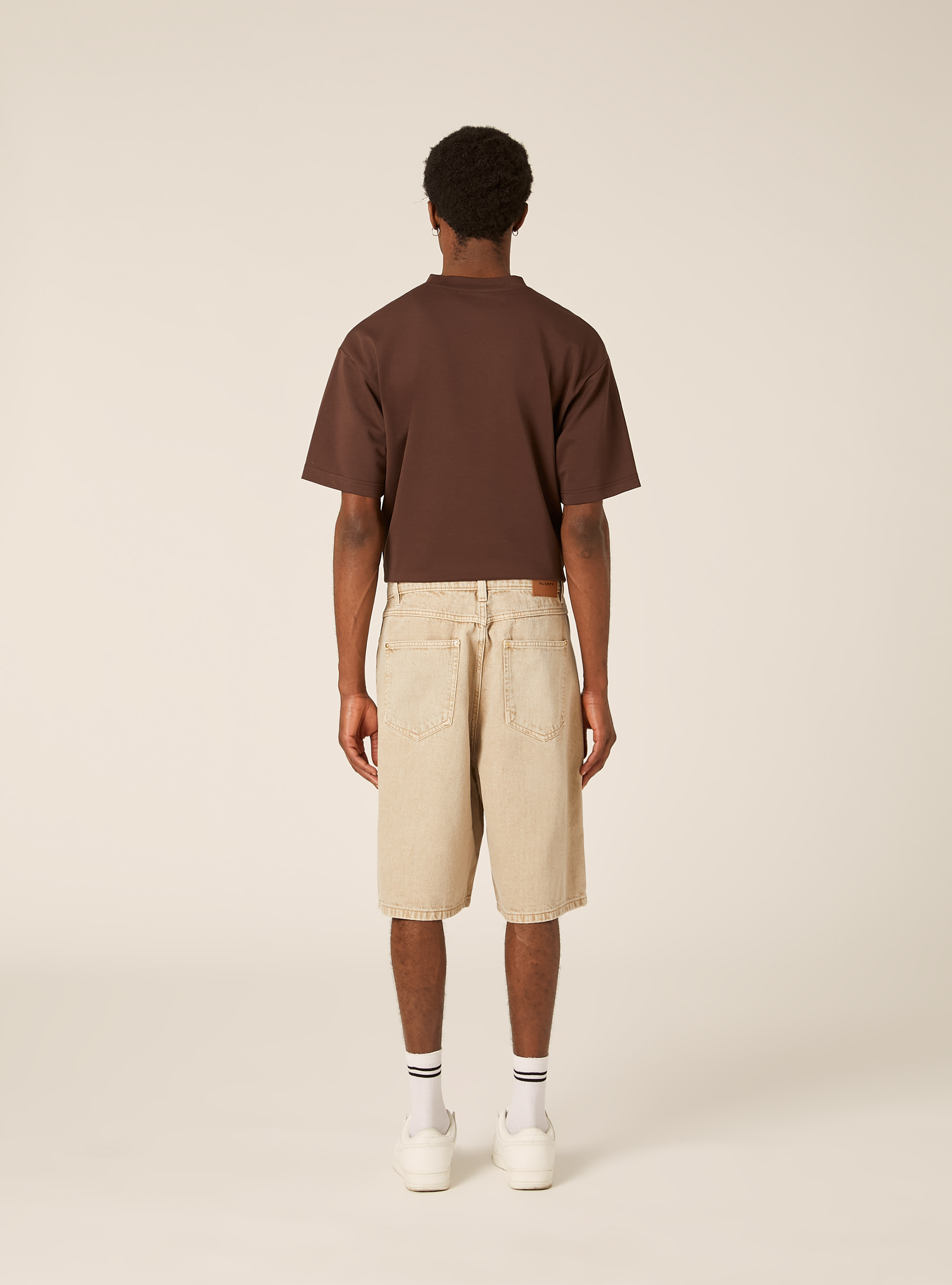 Bermuda jort in denim colorato, BG2 BEIGE MEDIUM