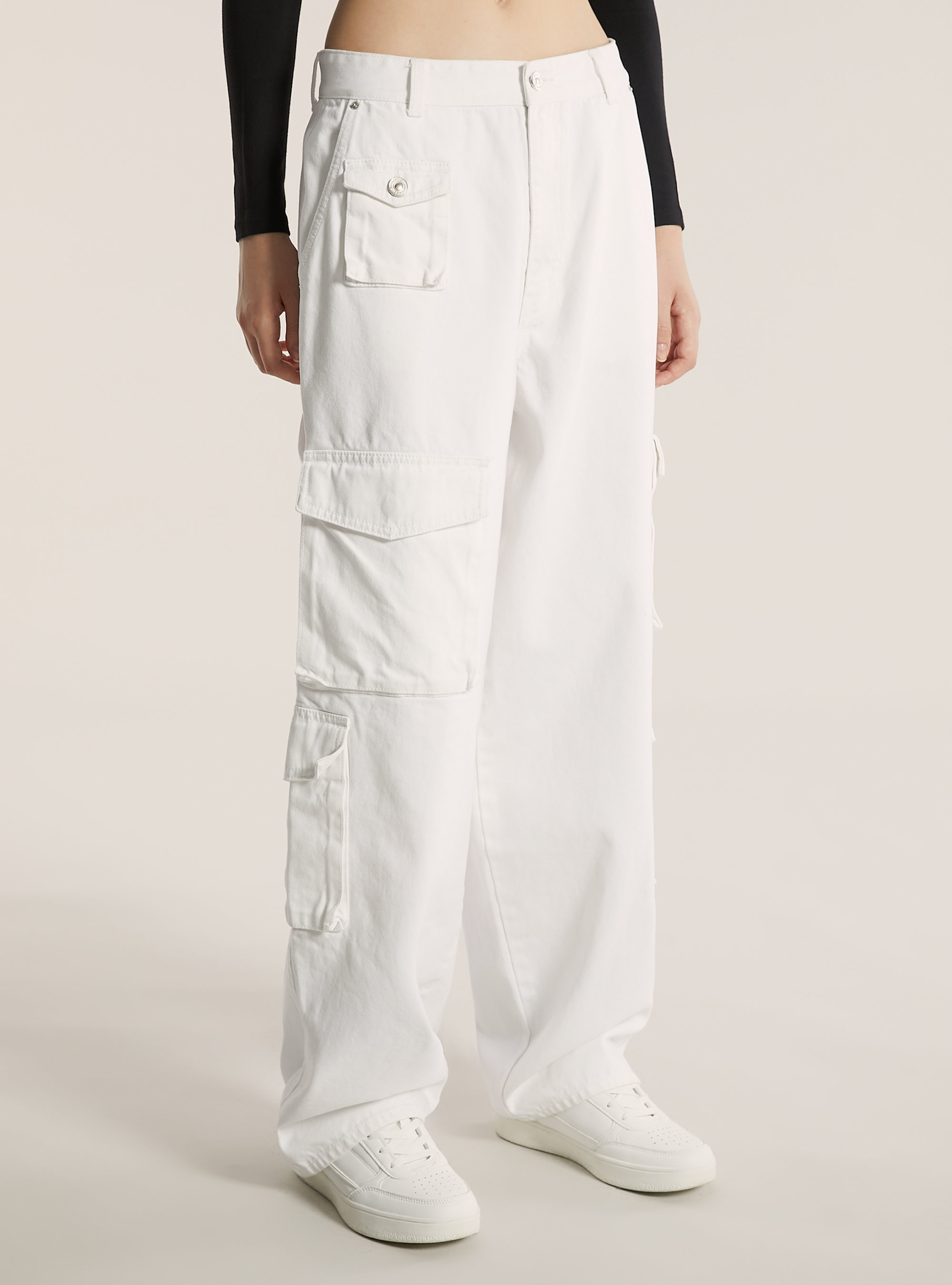 Multi cargo comfort fit jeans, D099 WHITE