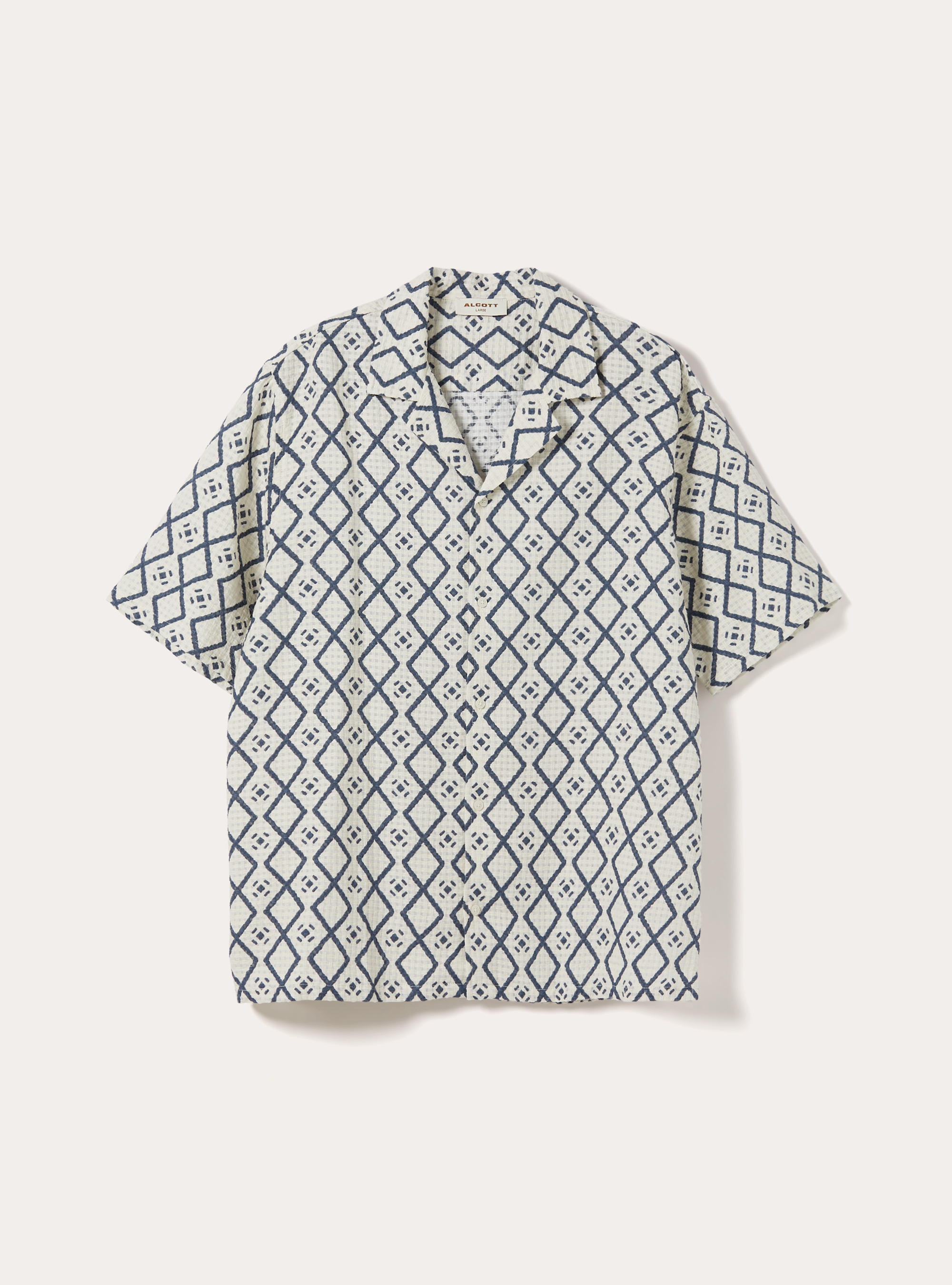 Printed textured boxy fit shirt, CR3 CREAM LIGHT