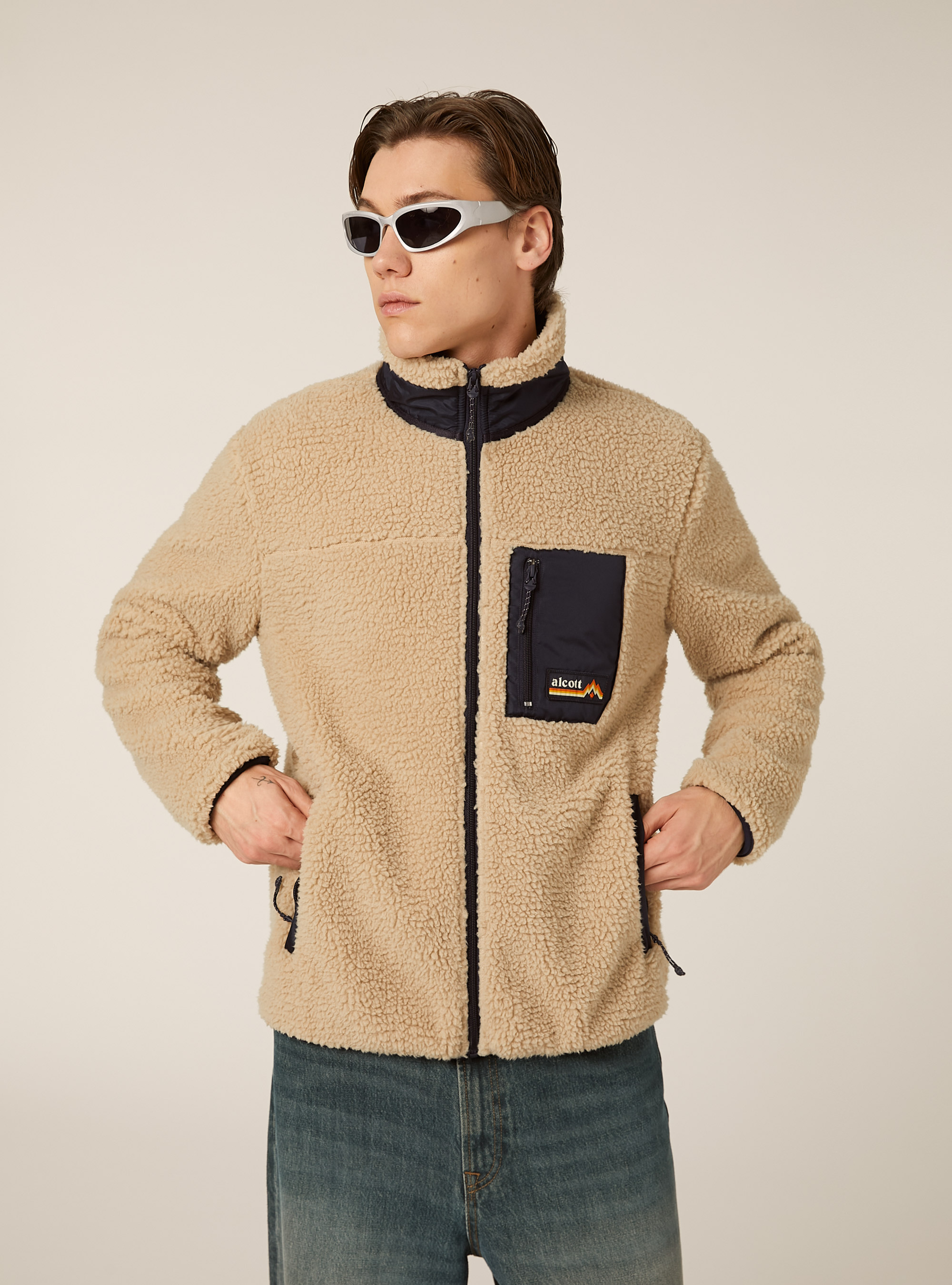 Giacca in pile, BG2 BEIGE MEDIUM