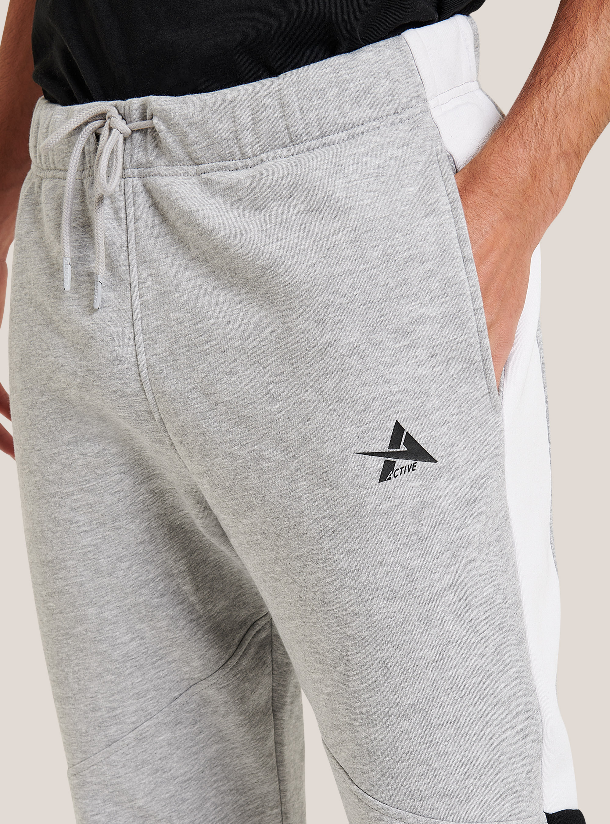 Plush trousers with print, LIGHT GREY MELANGE