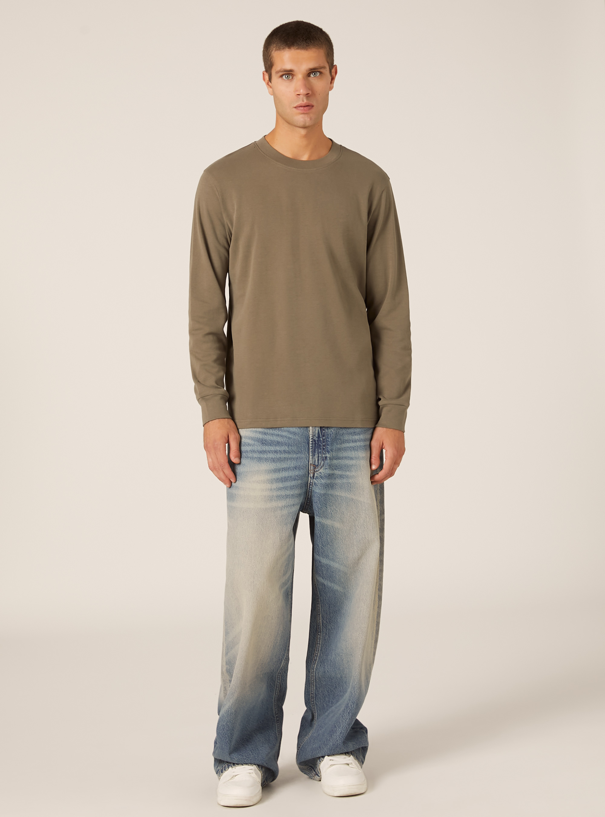 Long-sleeved cotton T-shirt, KY2 KAKY MEDIUM