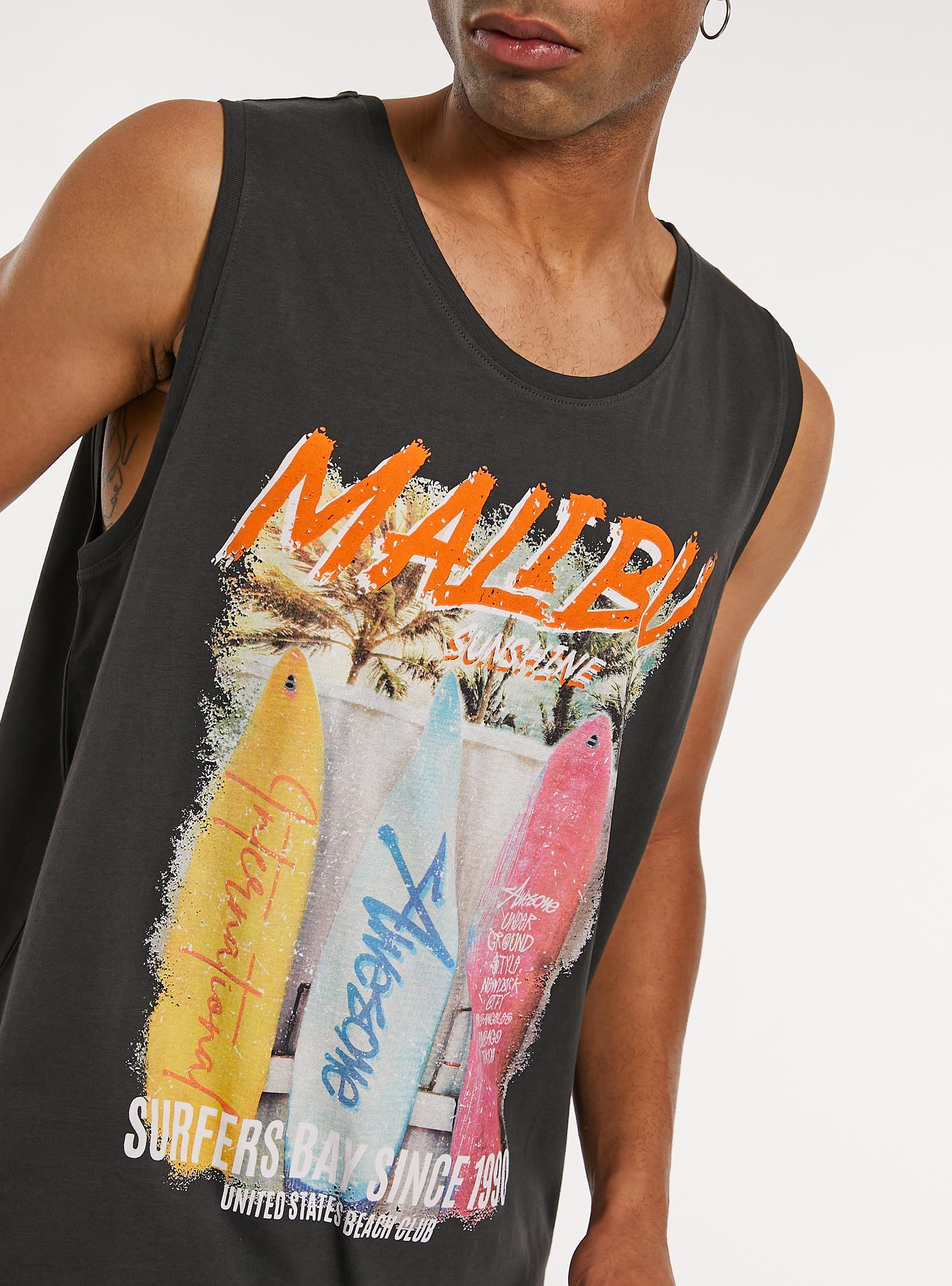 Canotta con grafiche summer, BK3 BLACK CHARCOAL