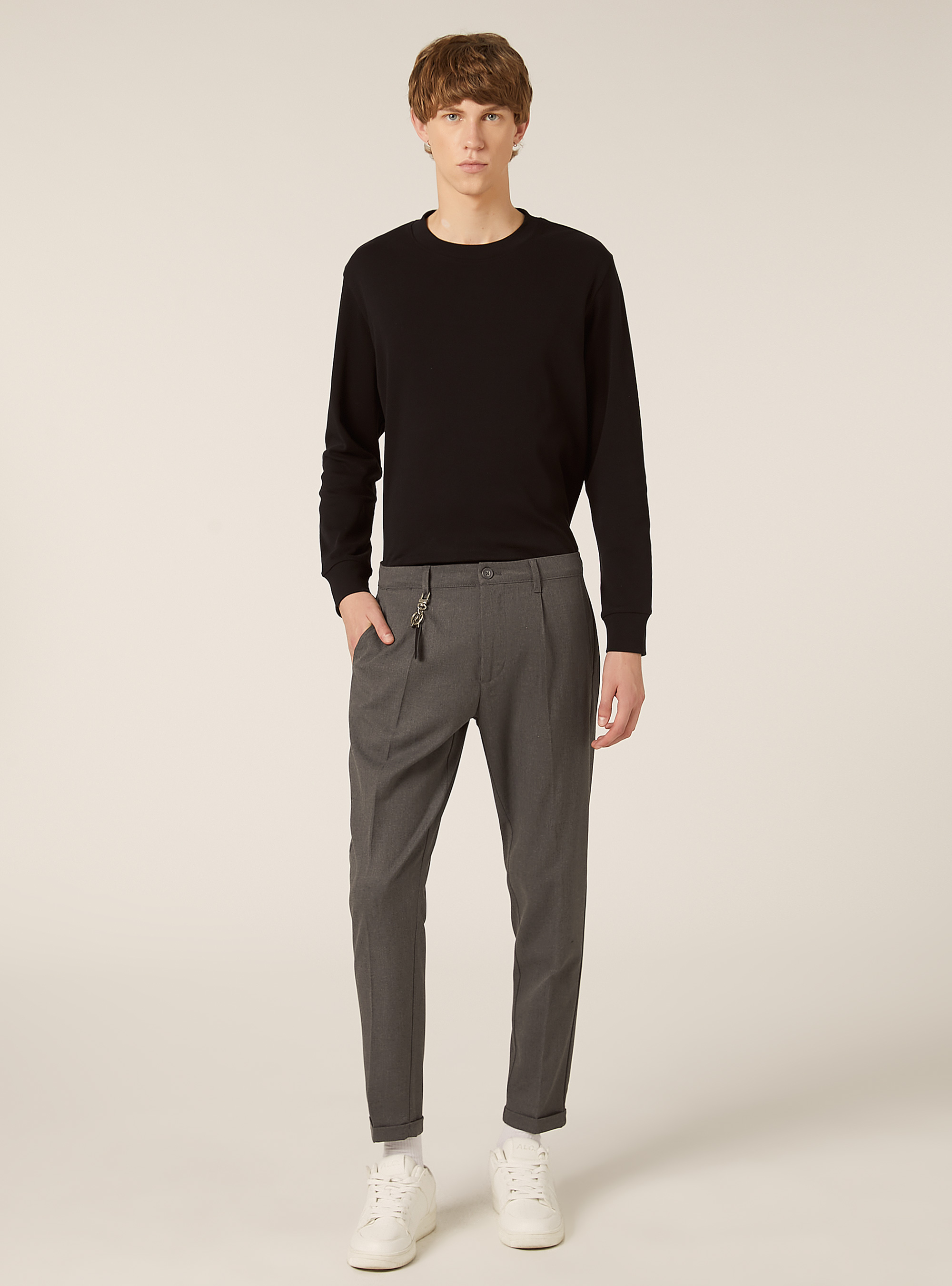 Pantalón clásico de corte ajustado, GY1 GREY DARK