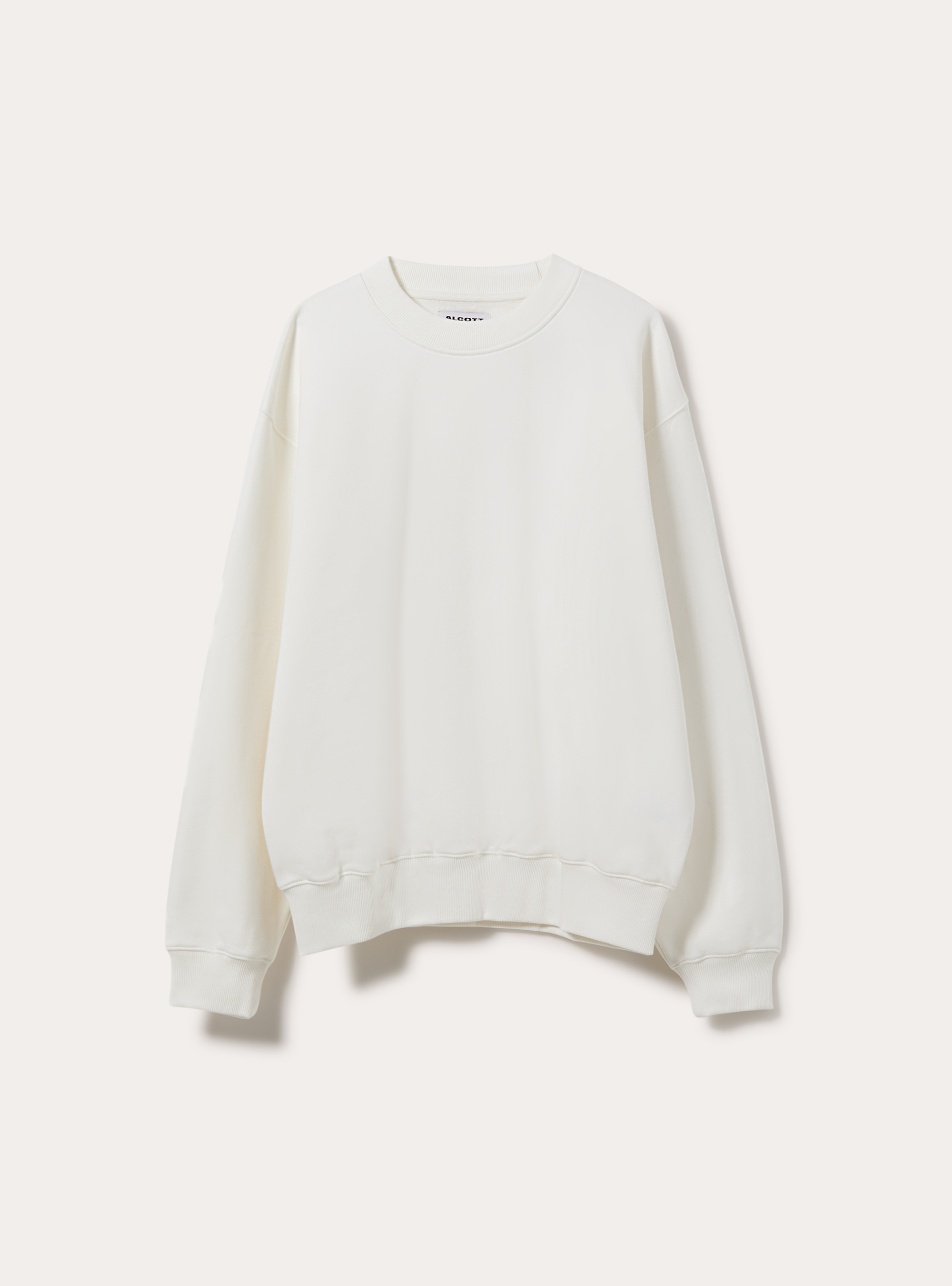 Sweat col rond basique coupe boxy, WH2 WHITE