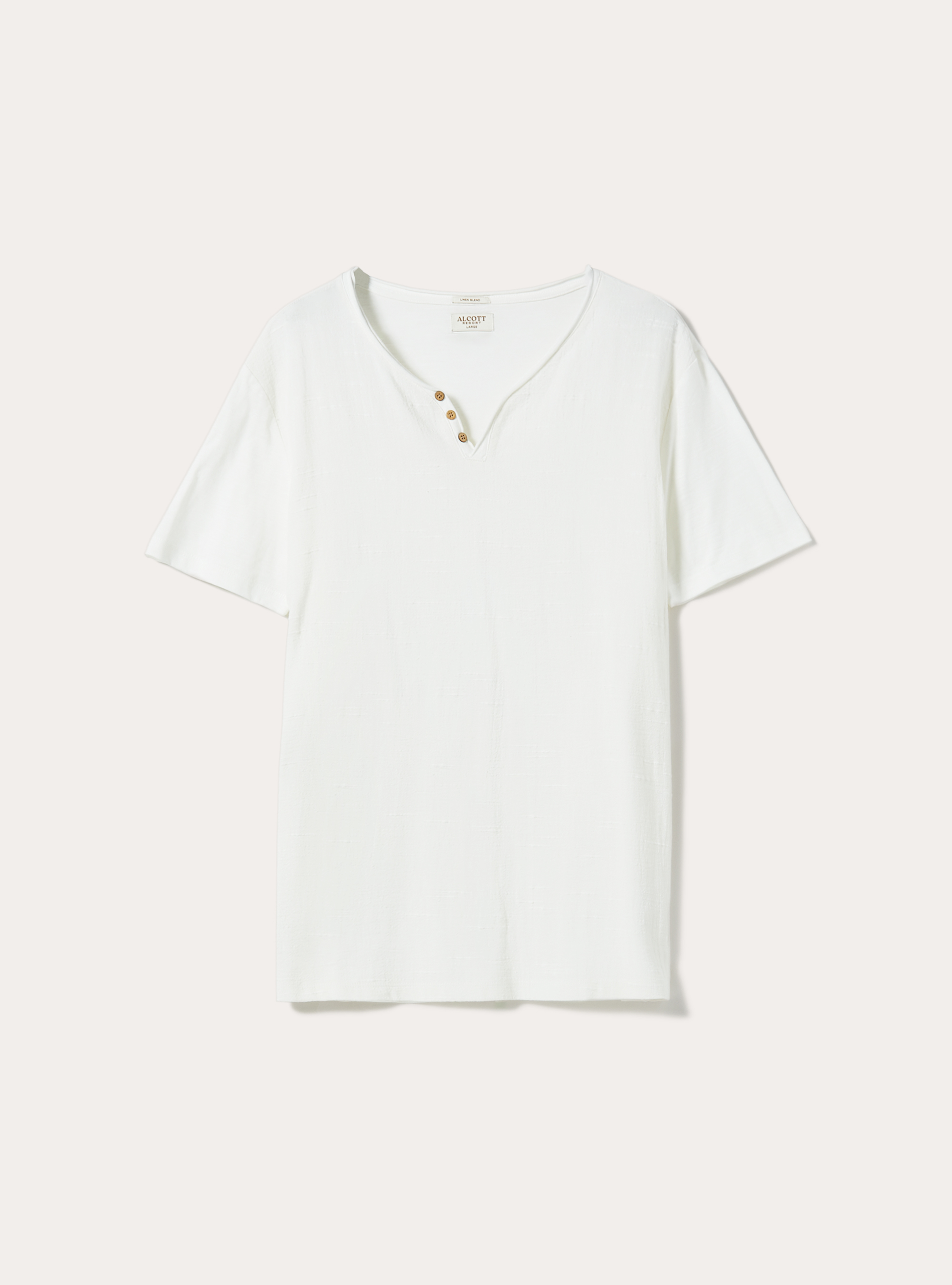 T-shirt &agrave; col en V en lin m&eacute;lang&eacute;, WH2 WHITE