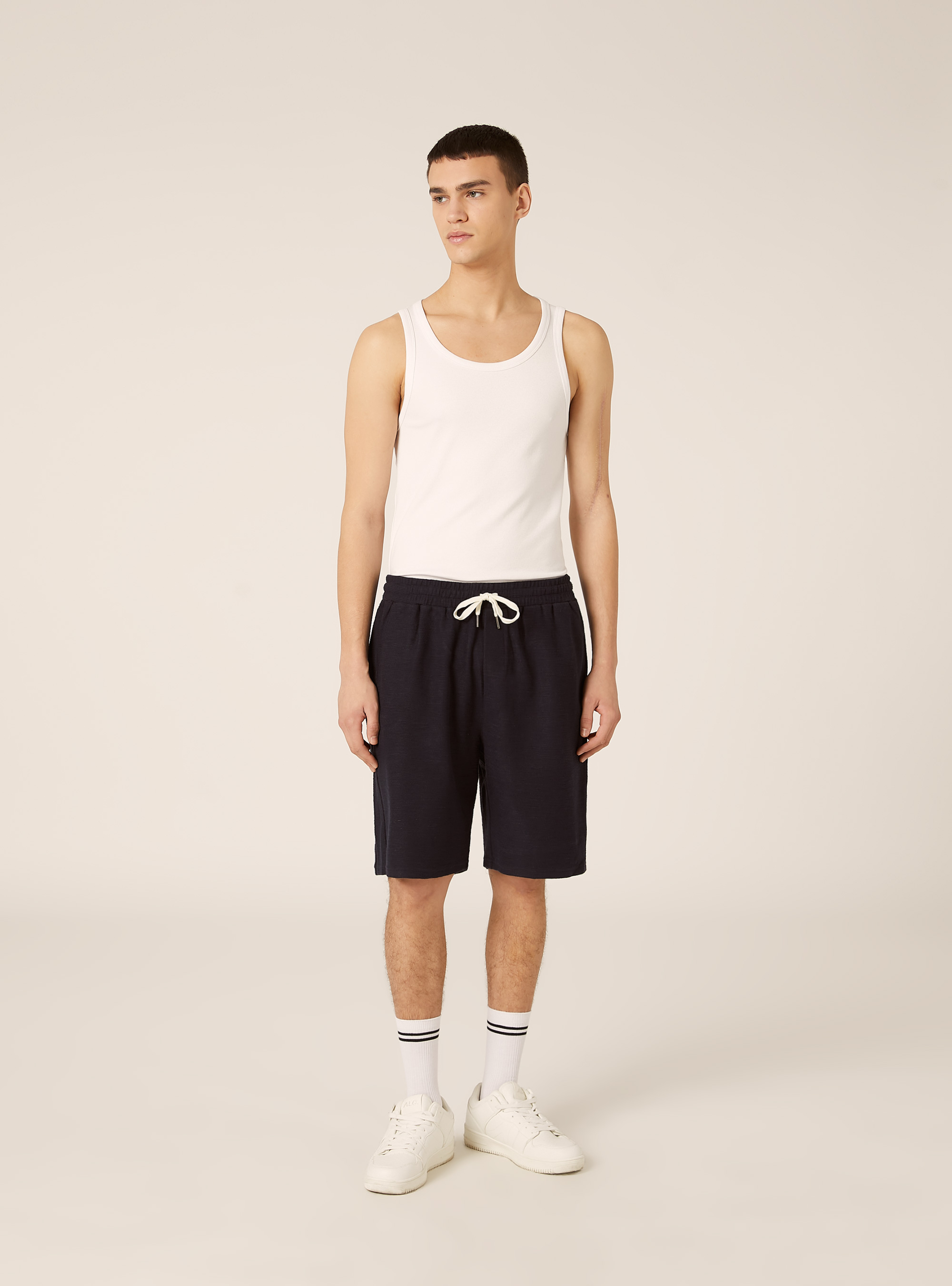 Bermuda   tessuto interlock waffle, NA1 NAVY DARK