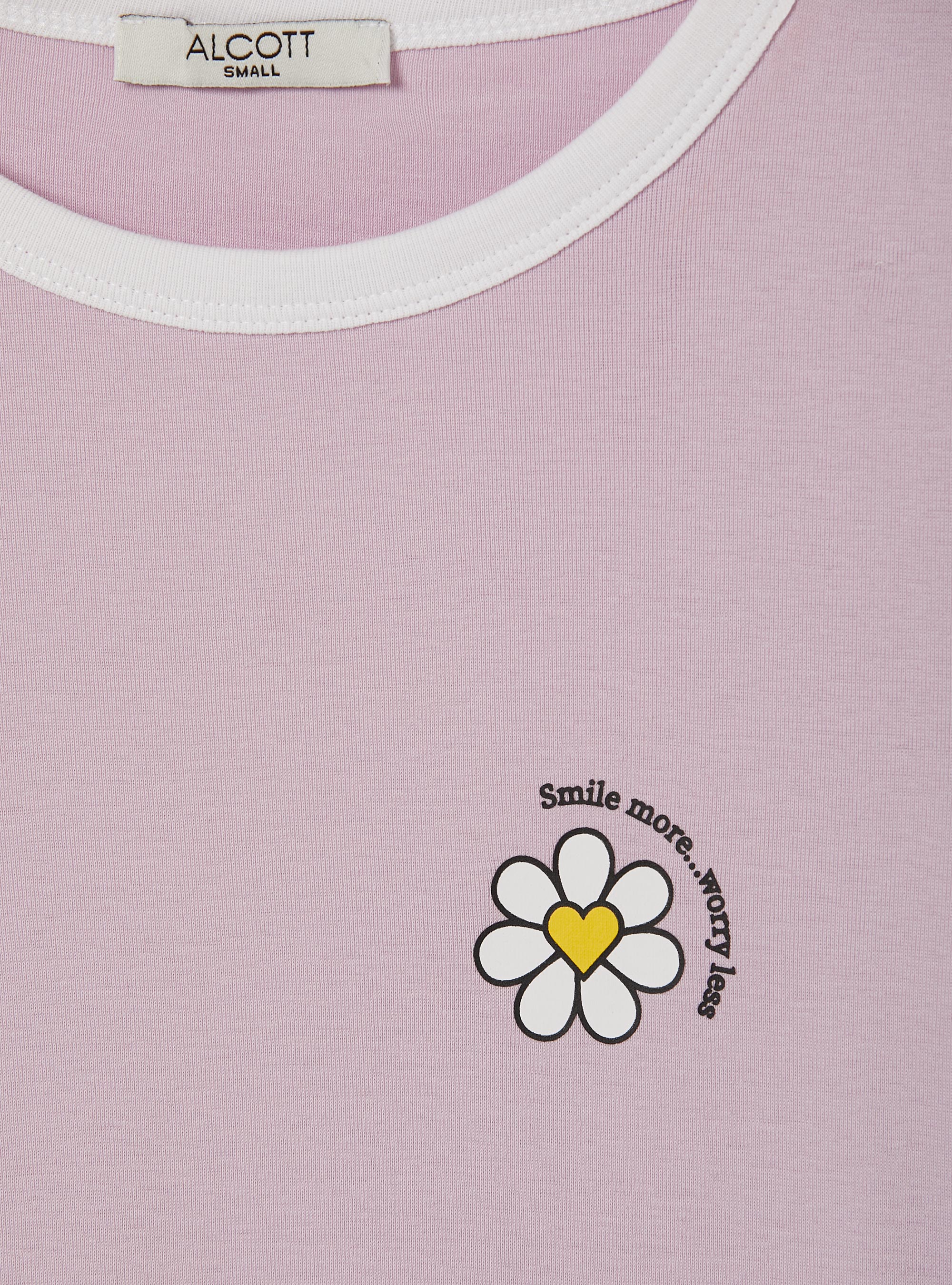 T-shirt avec imprim&eacute; et passepoil contrast&eacute;, C4546 LILLAC