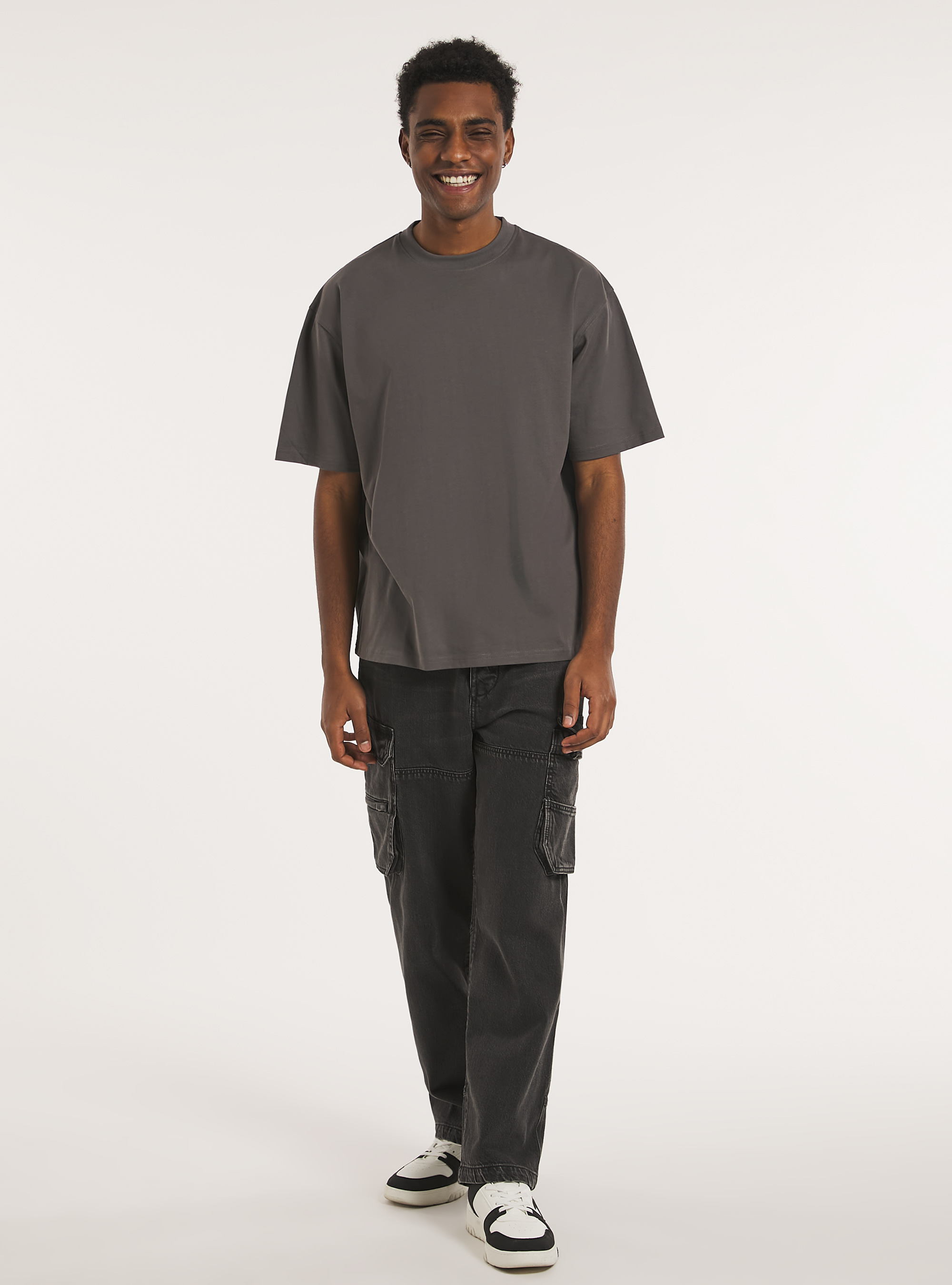 Jeans cargo multipocket relaxed fit, D000 BLACK