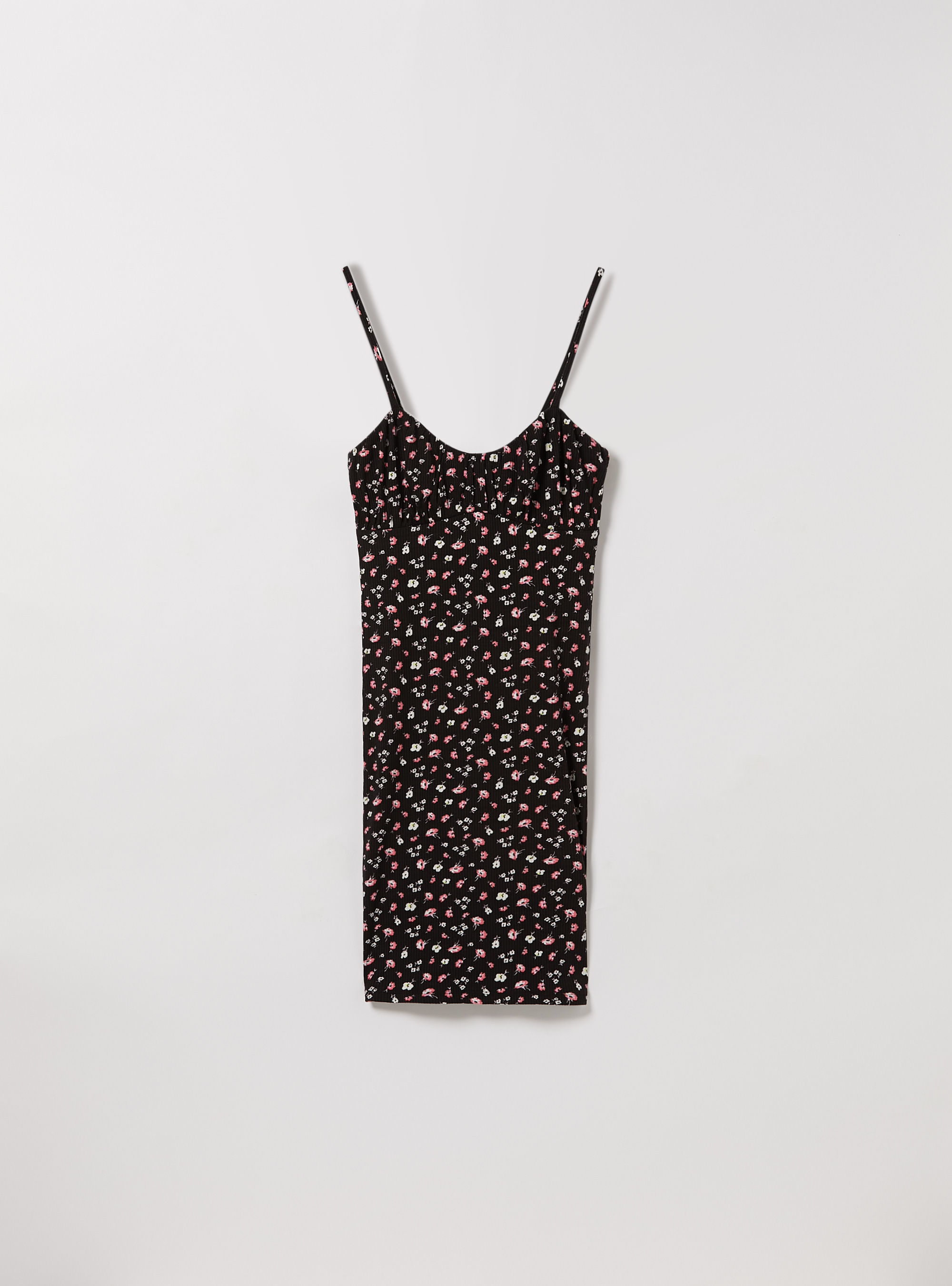 Abito con bretelline stampa floreale, FLOWER BLACK