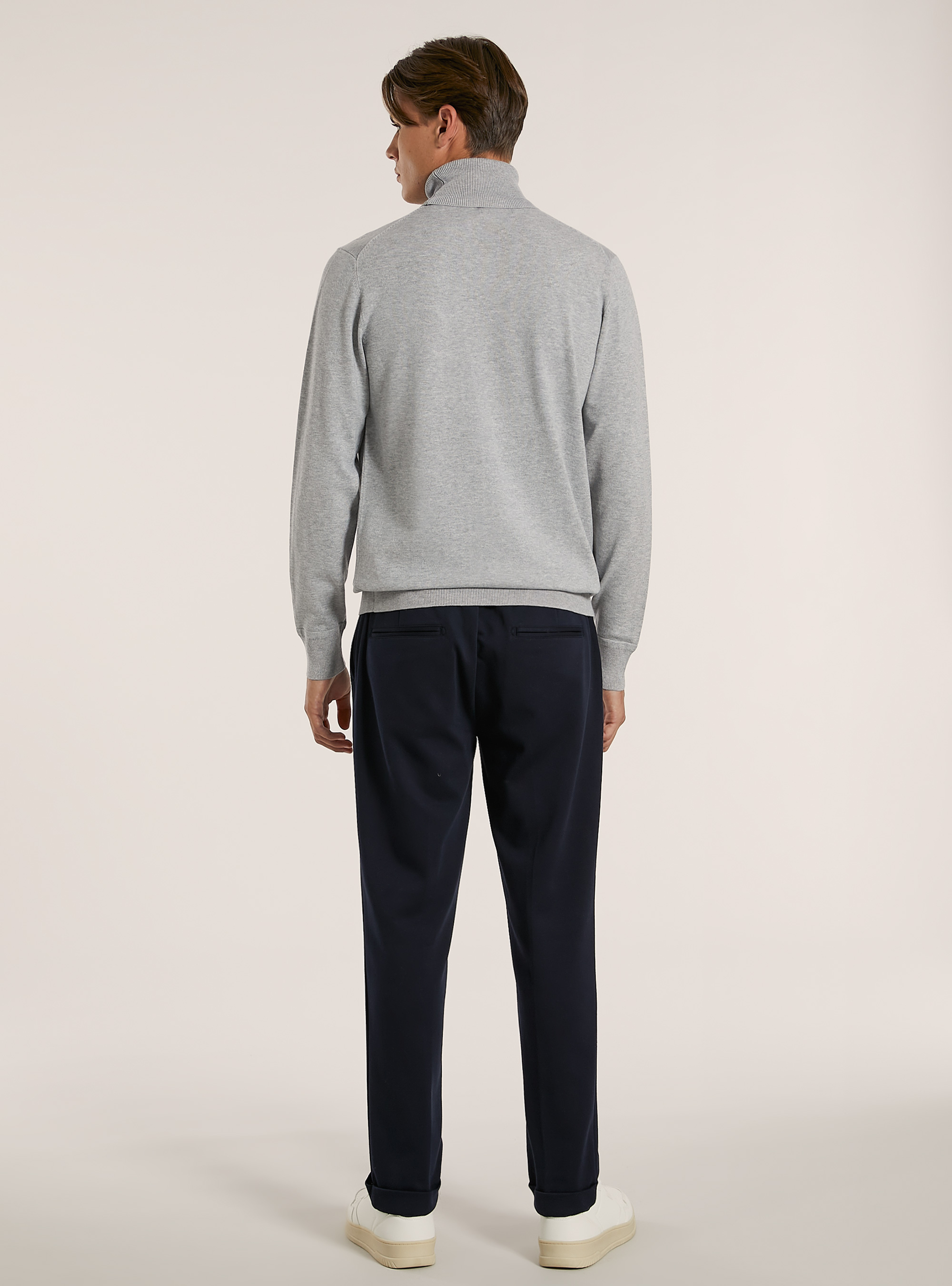 Pullover collo alto in viscosa, MGY2 GREY MEL MEDIUM