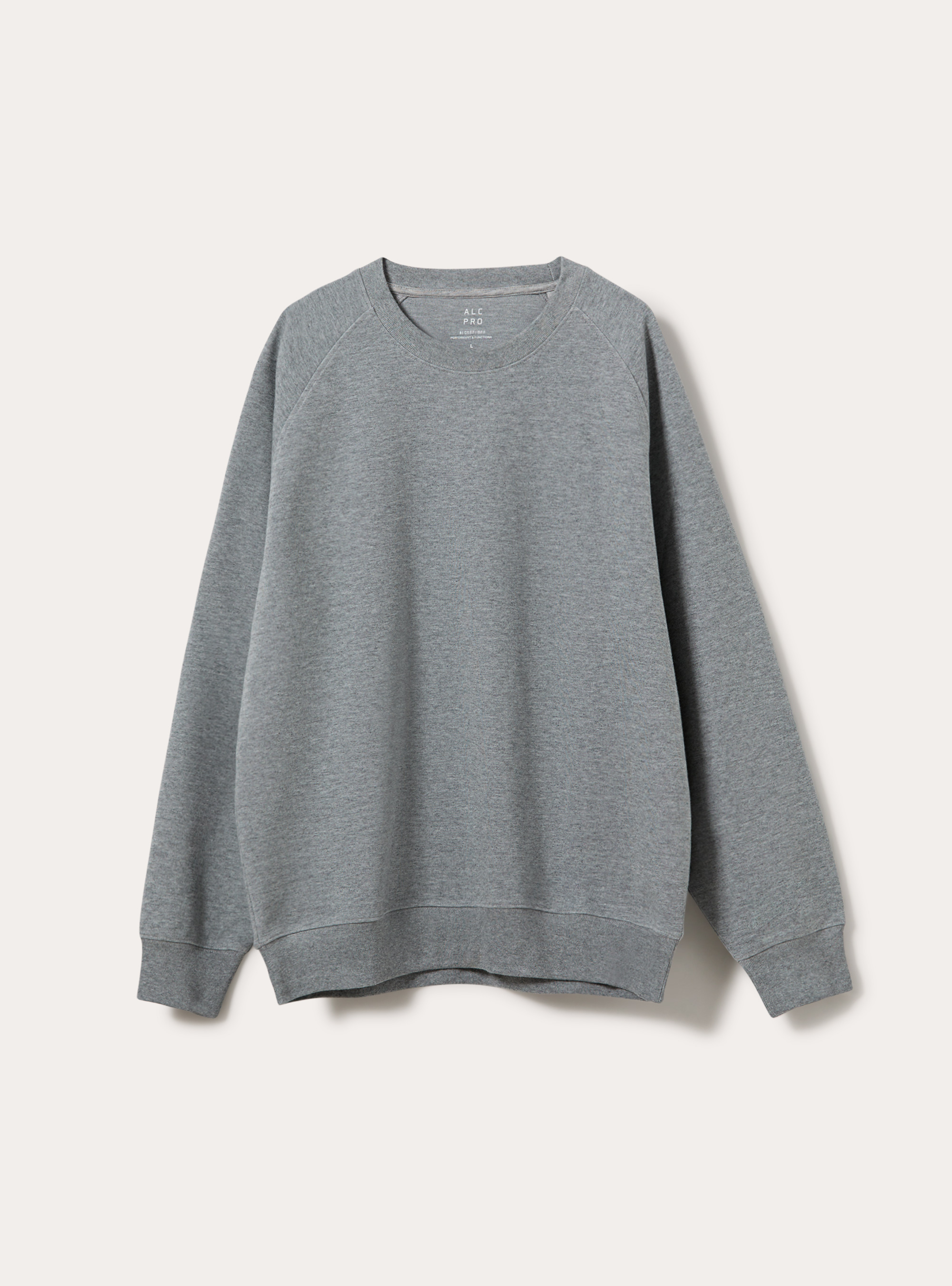 Sweat col rond avec manches raglan en tissu interlock, MGY2 GREY MEL MEDIUM