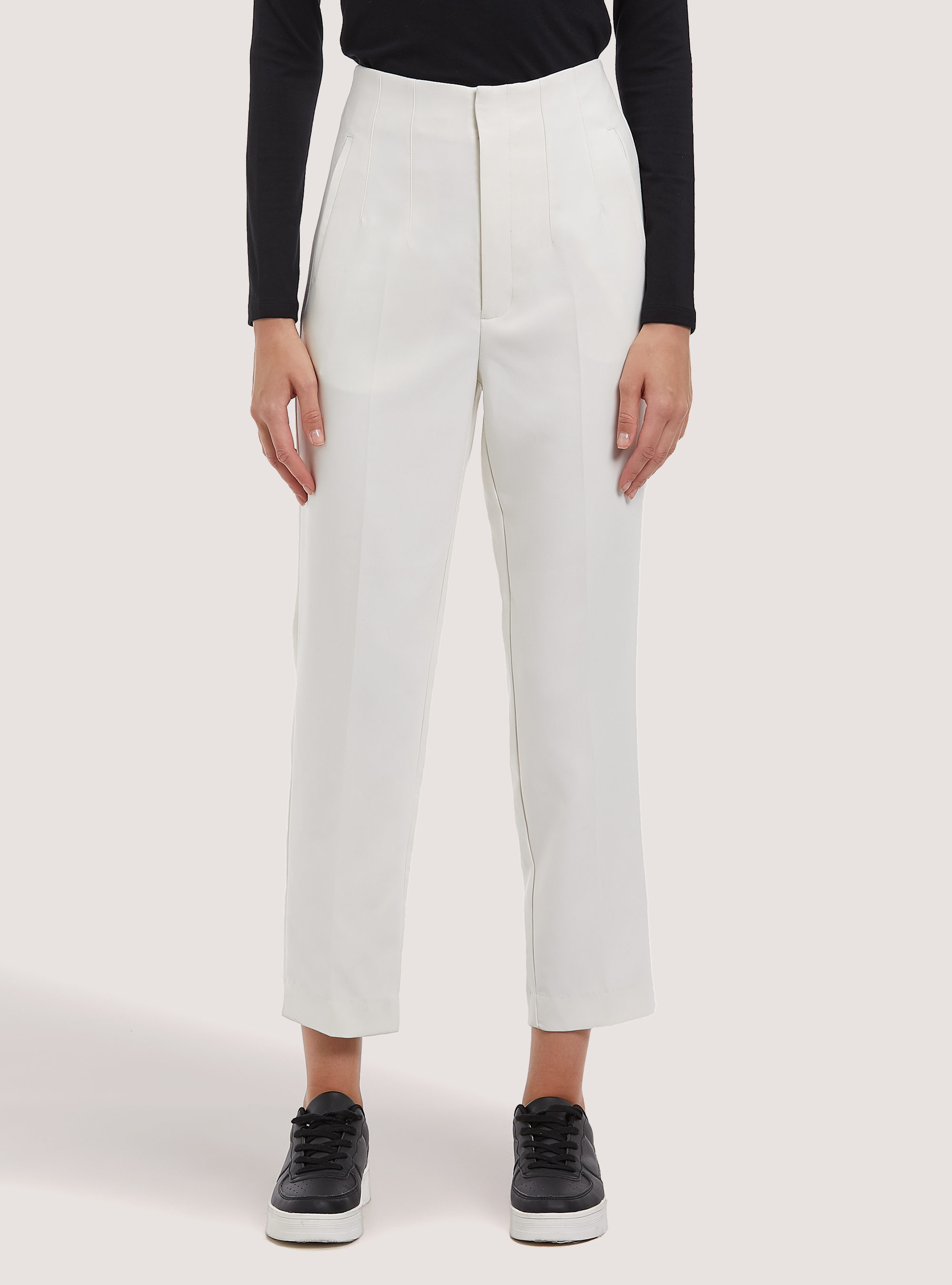 Pantalon uni à pinces, WH1 OFF WHITE