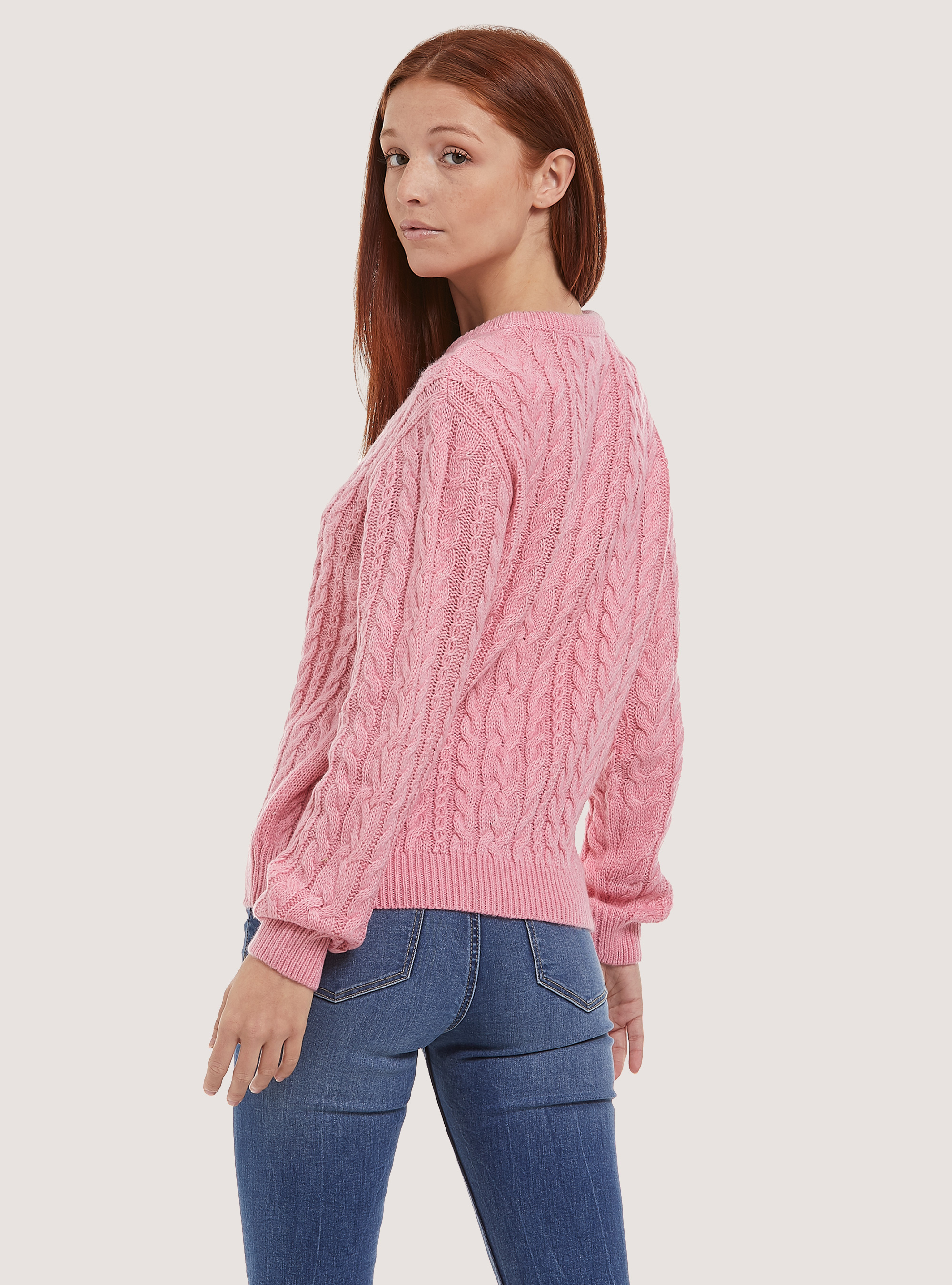 Pullover con trecce, PK2 PINK MEDIUM