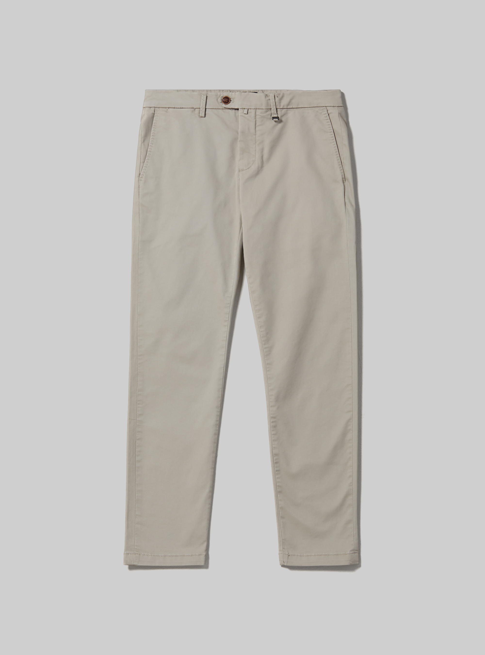 Stretch cotton twill chinos, BEIGE