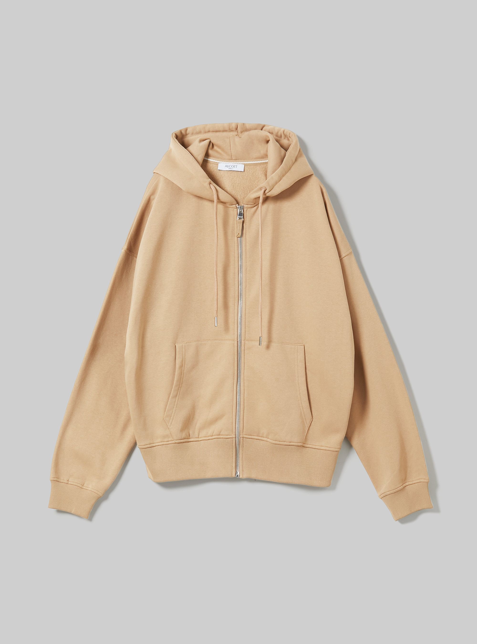 Cotton zip hoodie, BG2 BEIGE MEDIUM