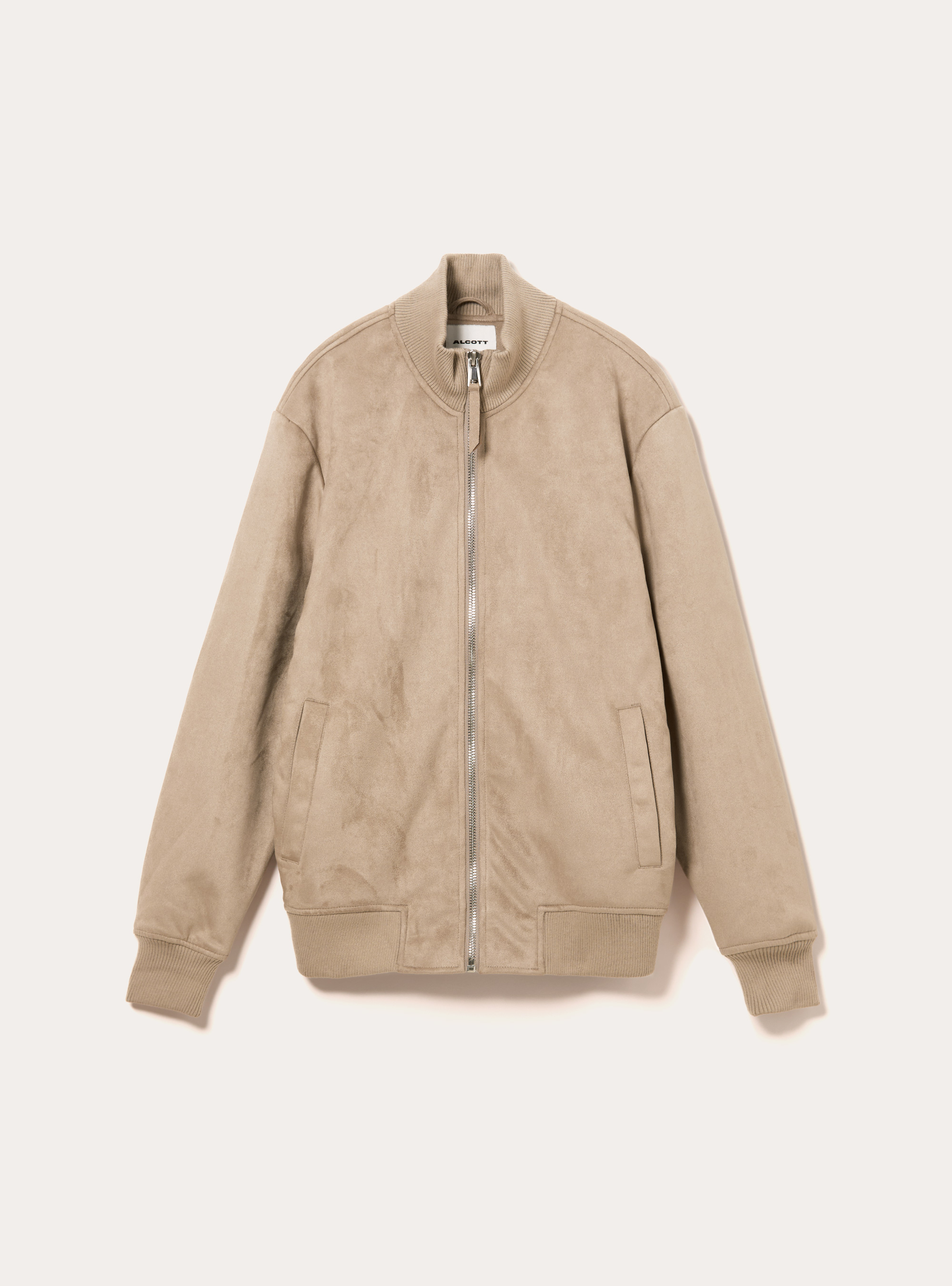 Suede-effect bomber jacket, SA2 SAND MEDIUM
