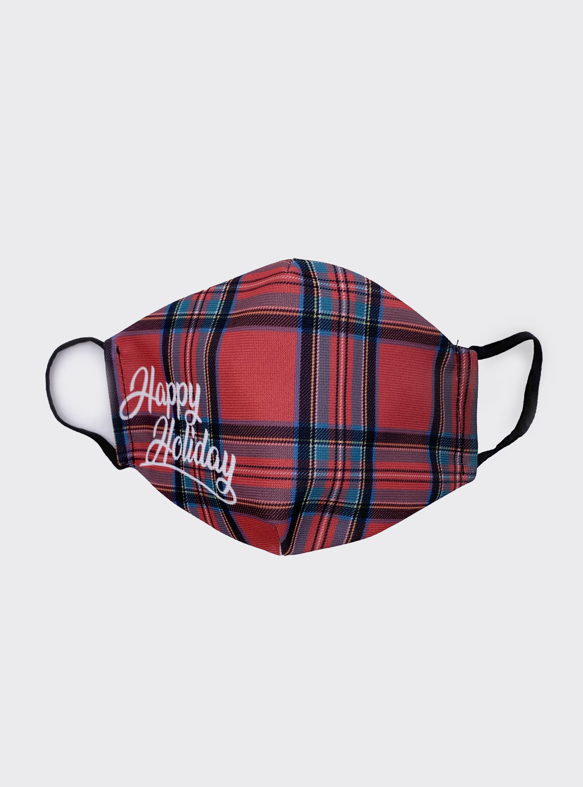 Coprimascherina fantasia a quadri con slogan Happy Holiday, UNICO