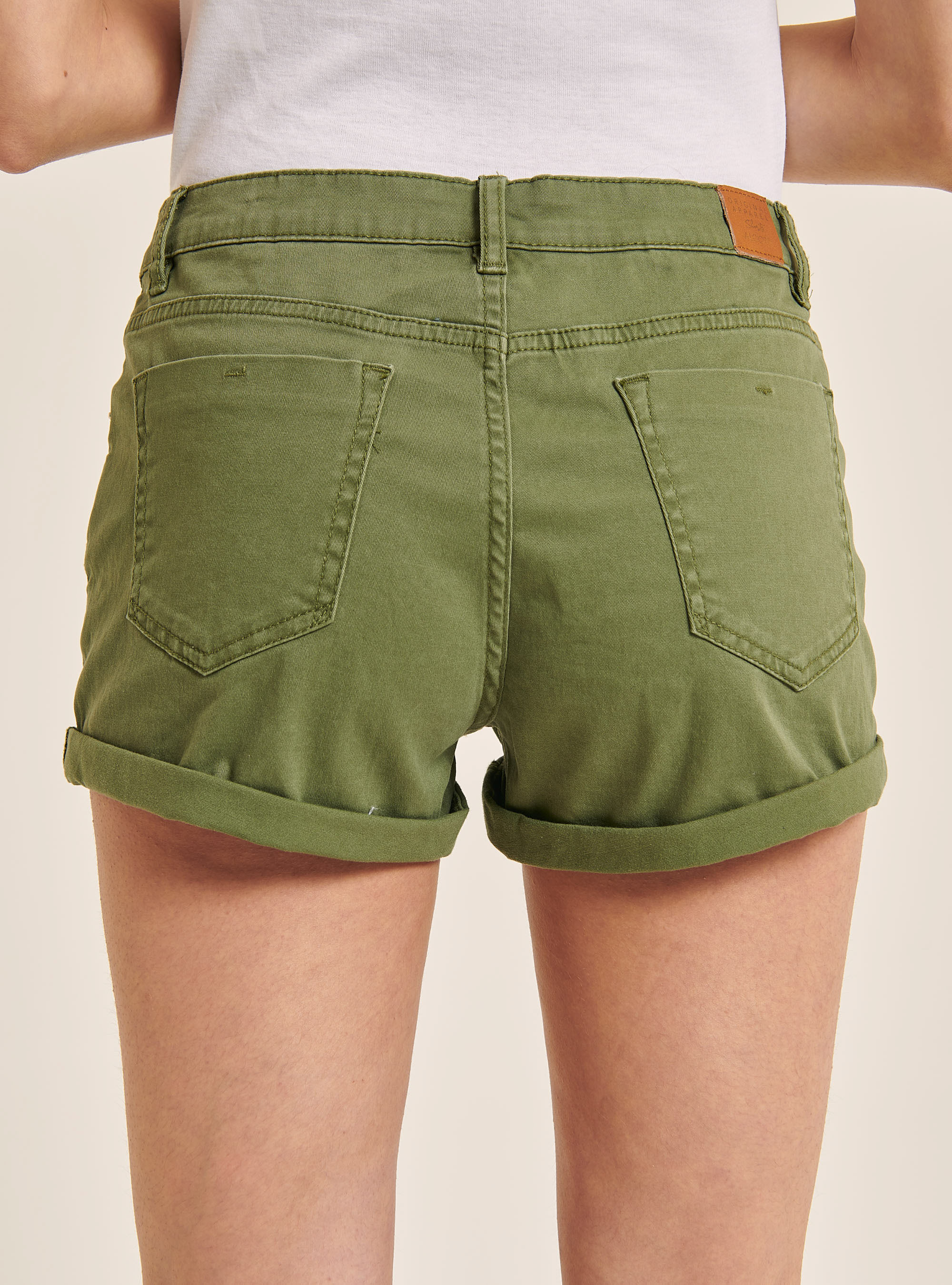 Twill shorts with lapels, KAKI