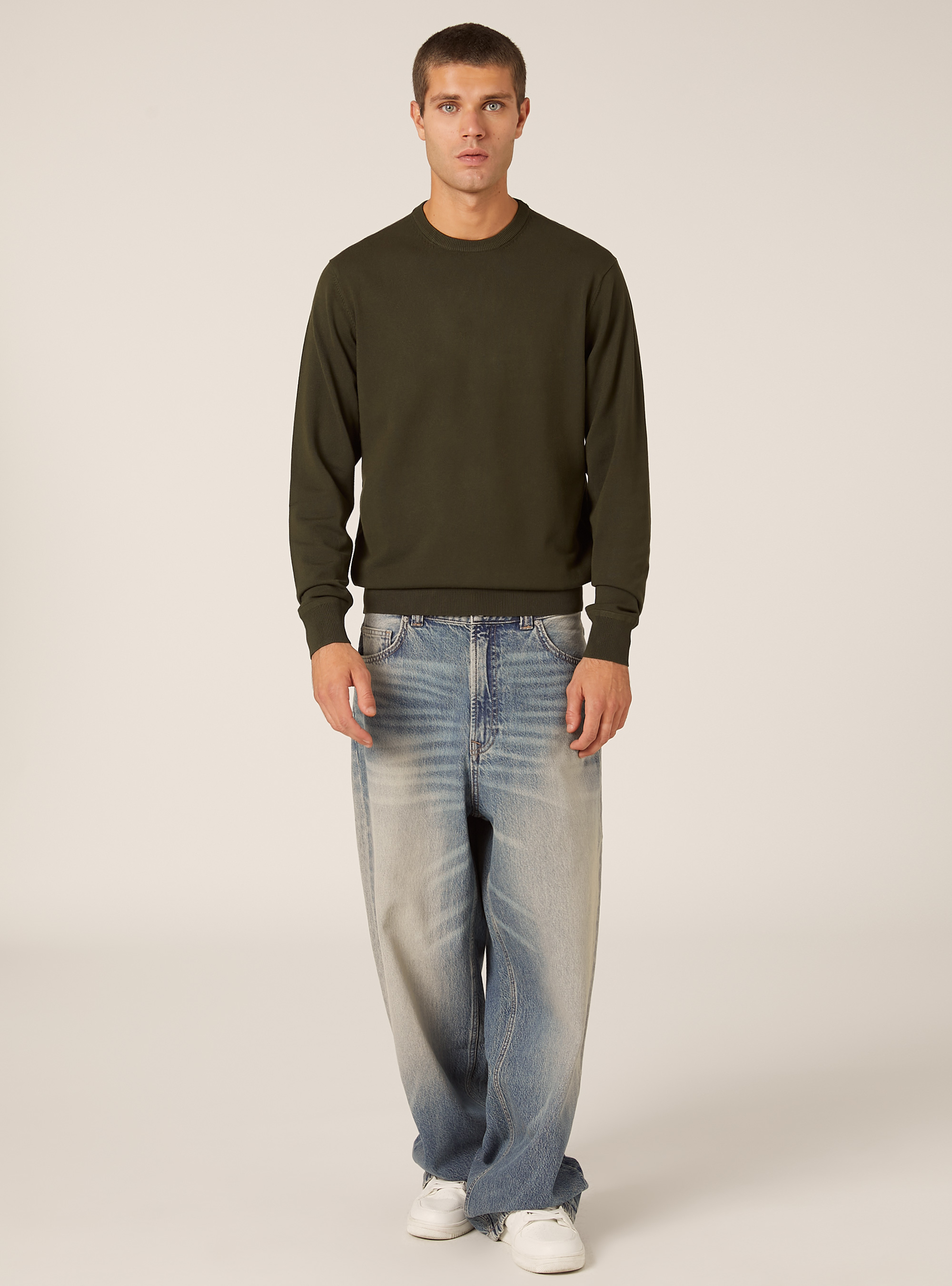 Jersey de cuello redondo de viscosa Ecovero, KY1 KAKY DARK