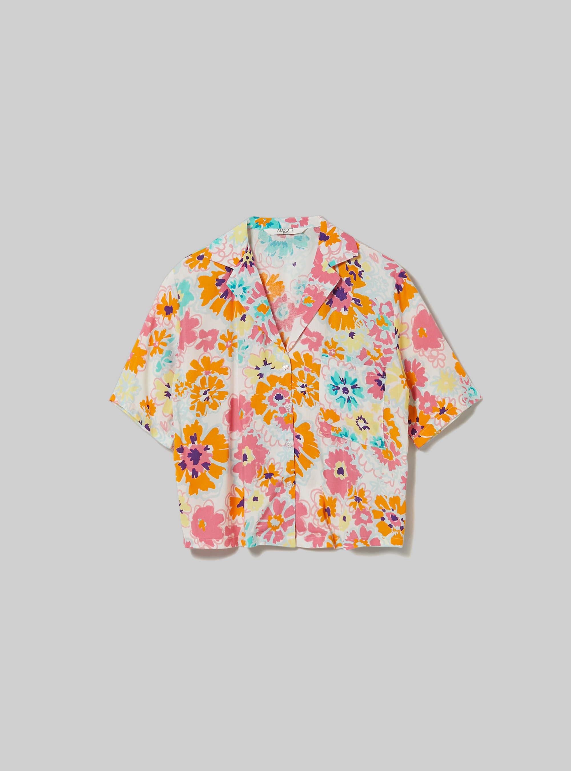 Cropped shirt with print, WH2 WHITE