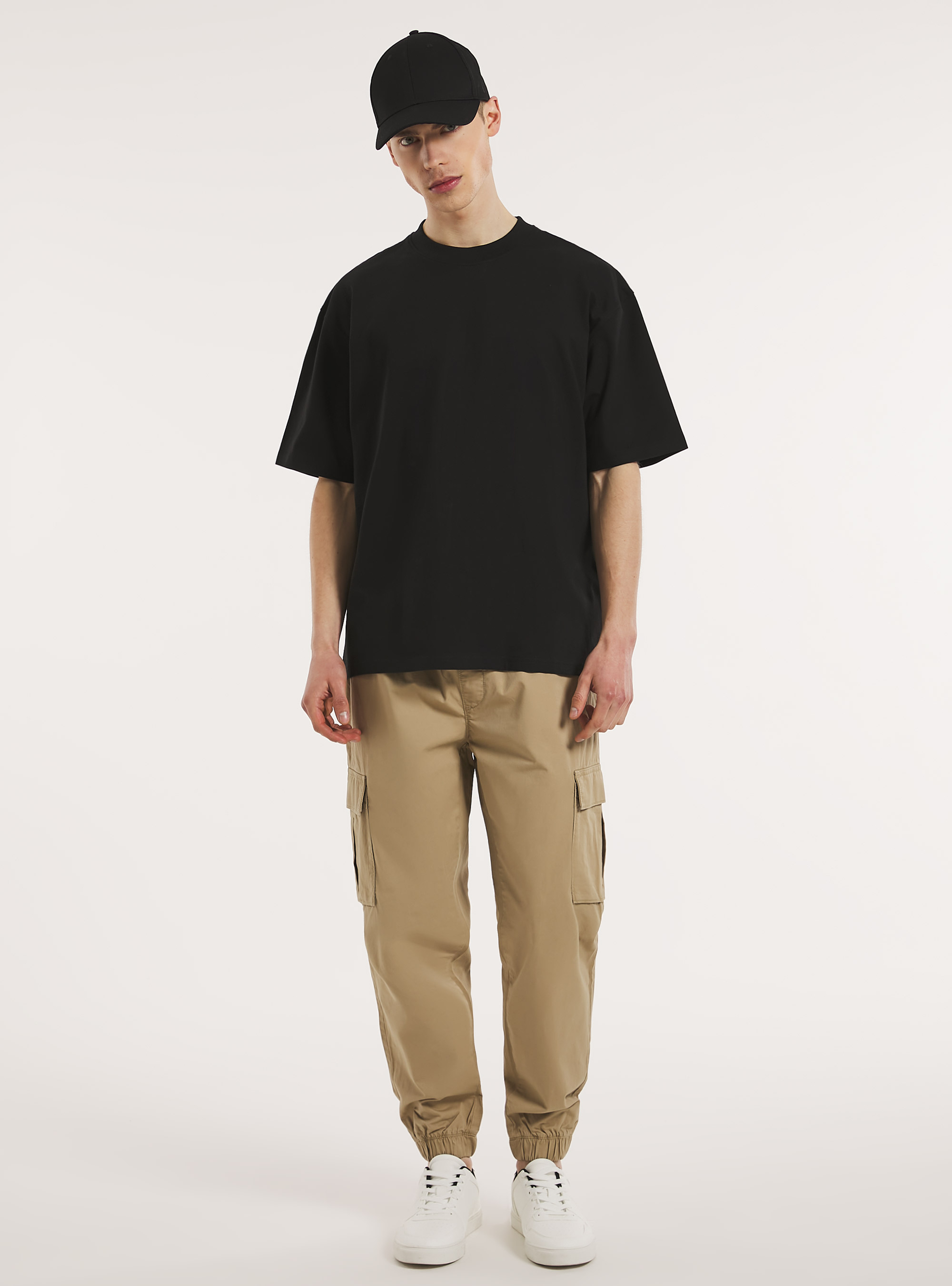 Cotton jogger trousers, BG1 BEIGE DARK