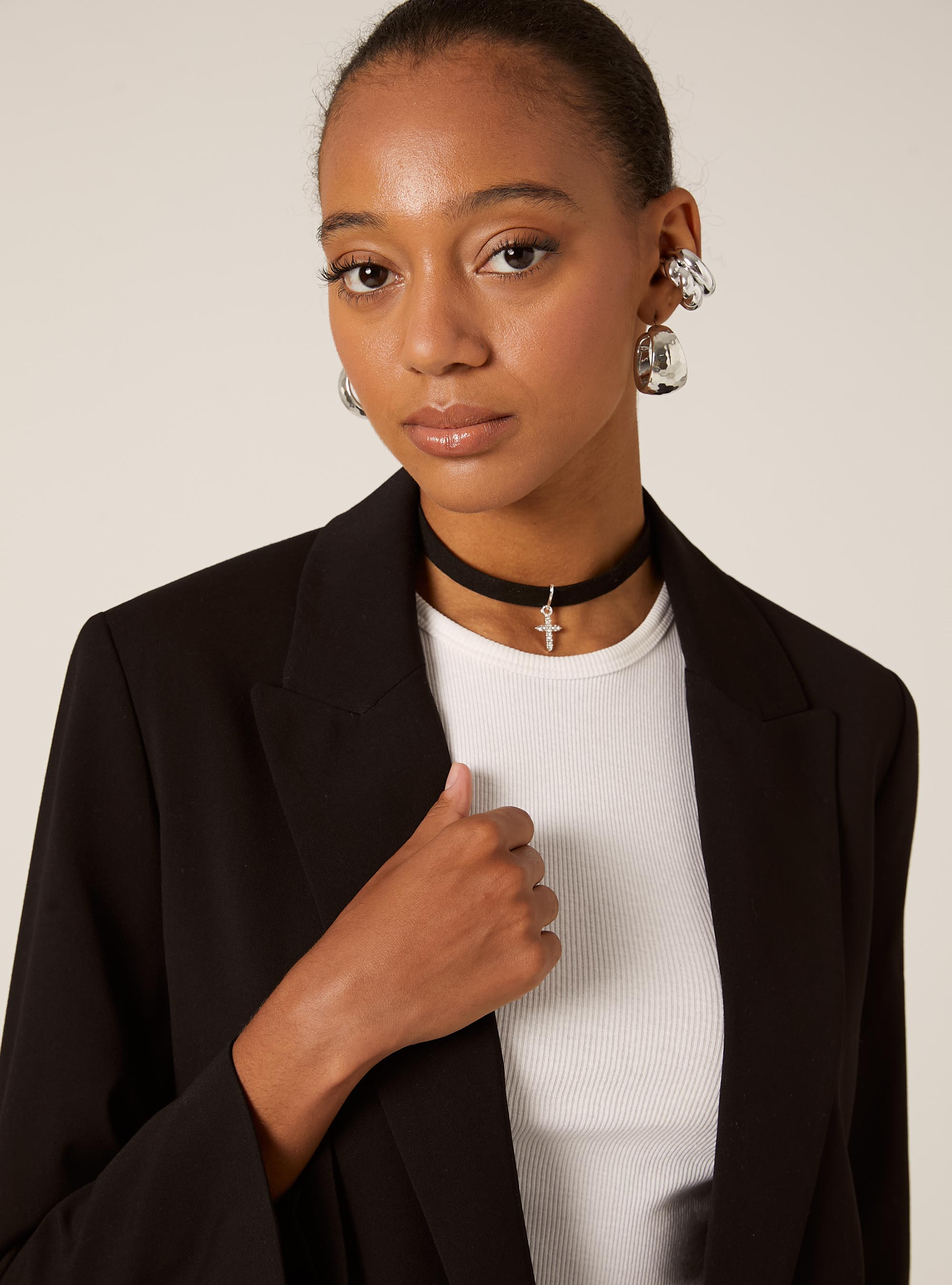 Blazer abierto de sastrería, BK1 BLACK