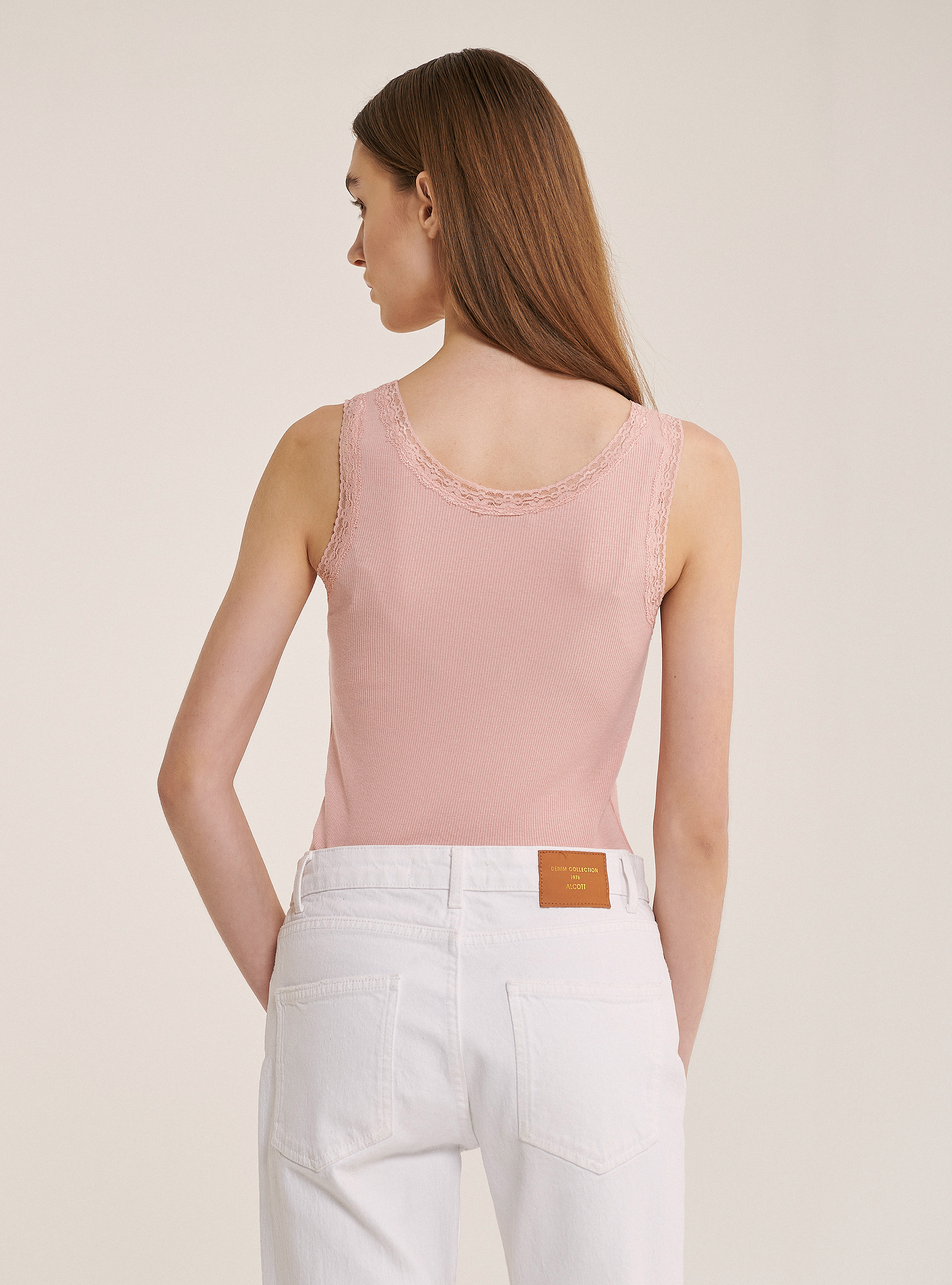 Tank top with lace, PINK