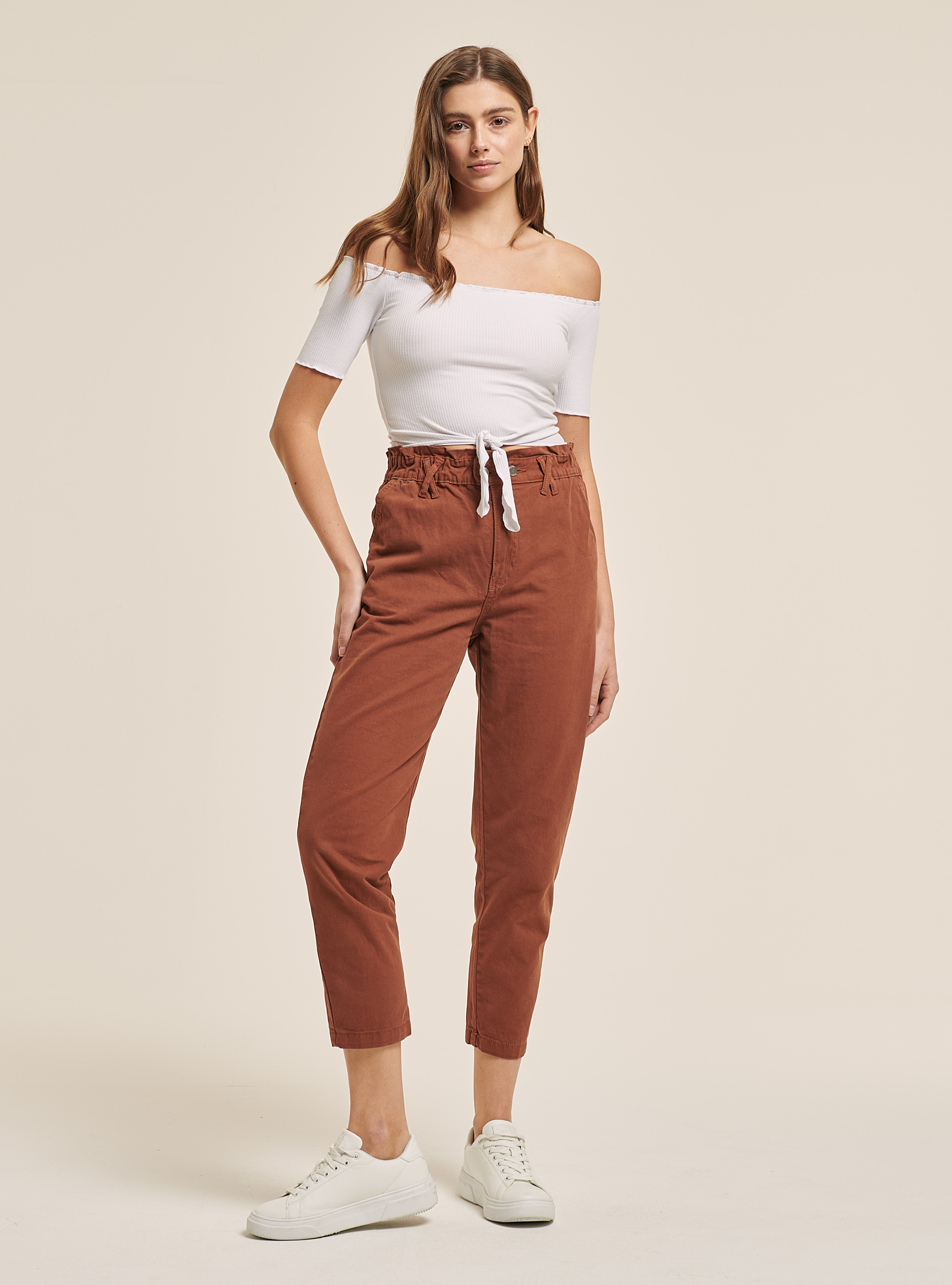 Pantaloni baggy in cotone, C3401 RUSTY