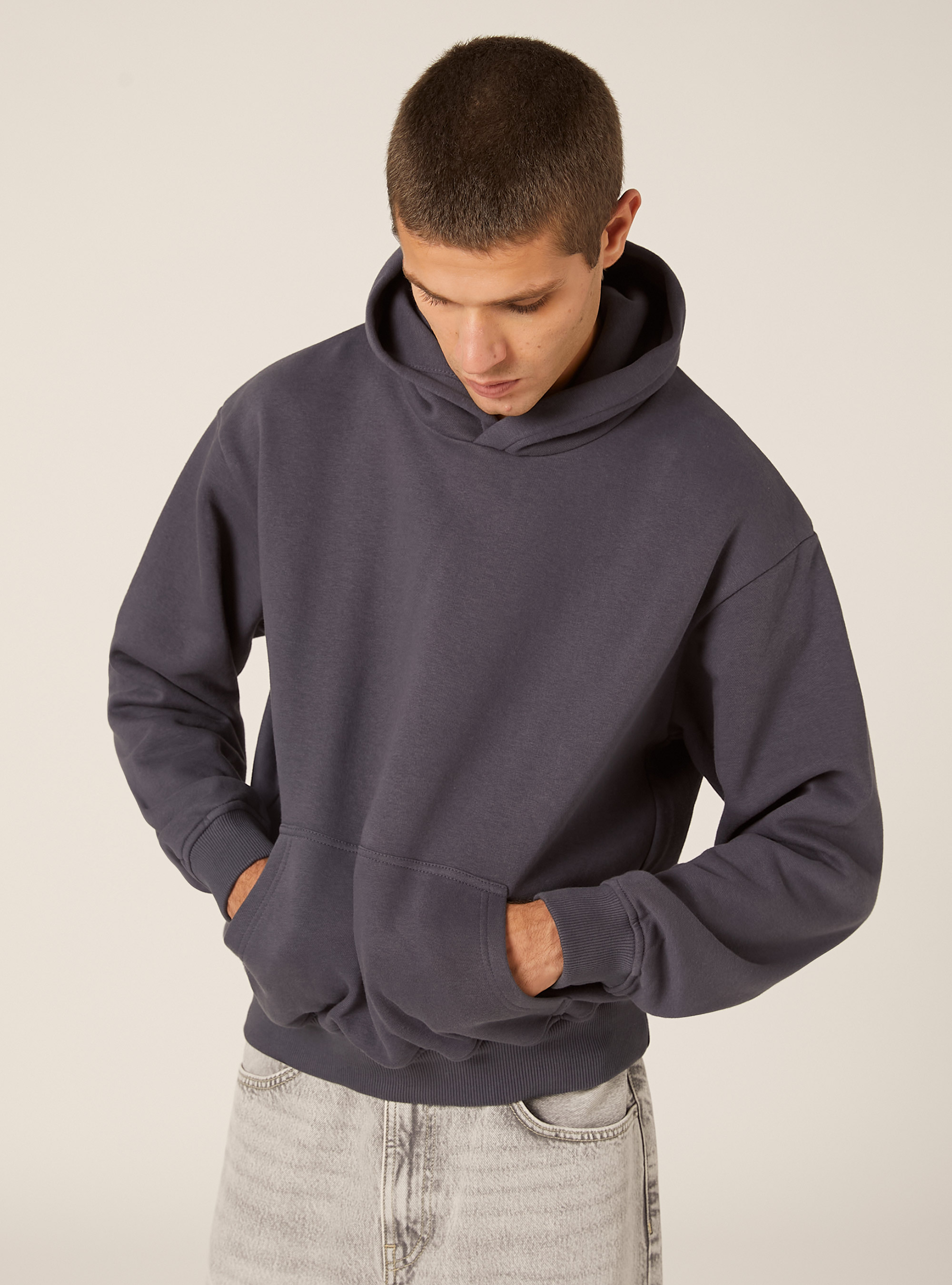 Boxy fit hoodie, BL2 BLUE MEDIUM
