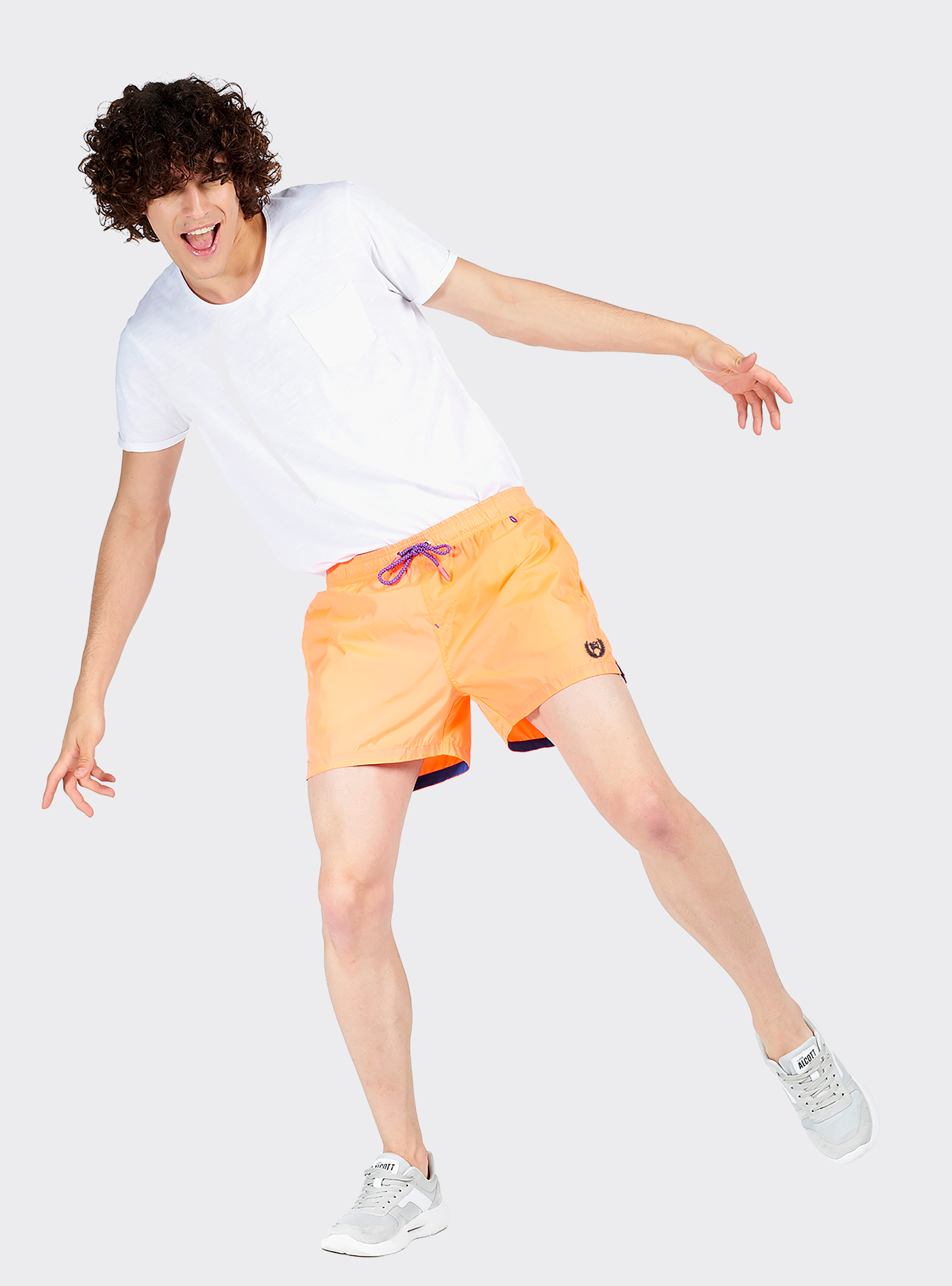 Costume con logo ricamato e cordino a contrasto, C3370 ORANGE