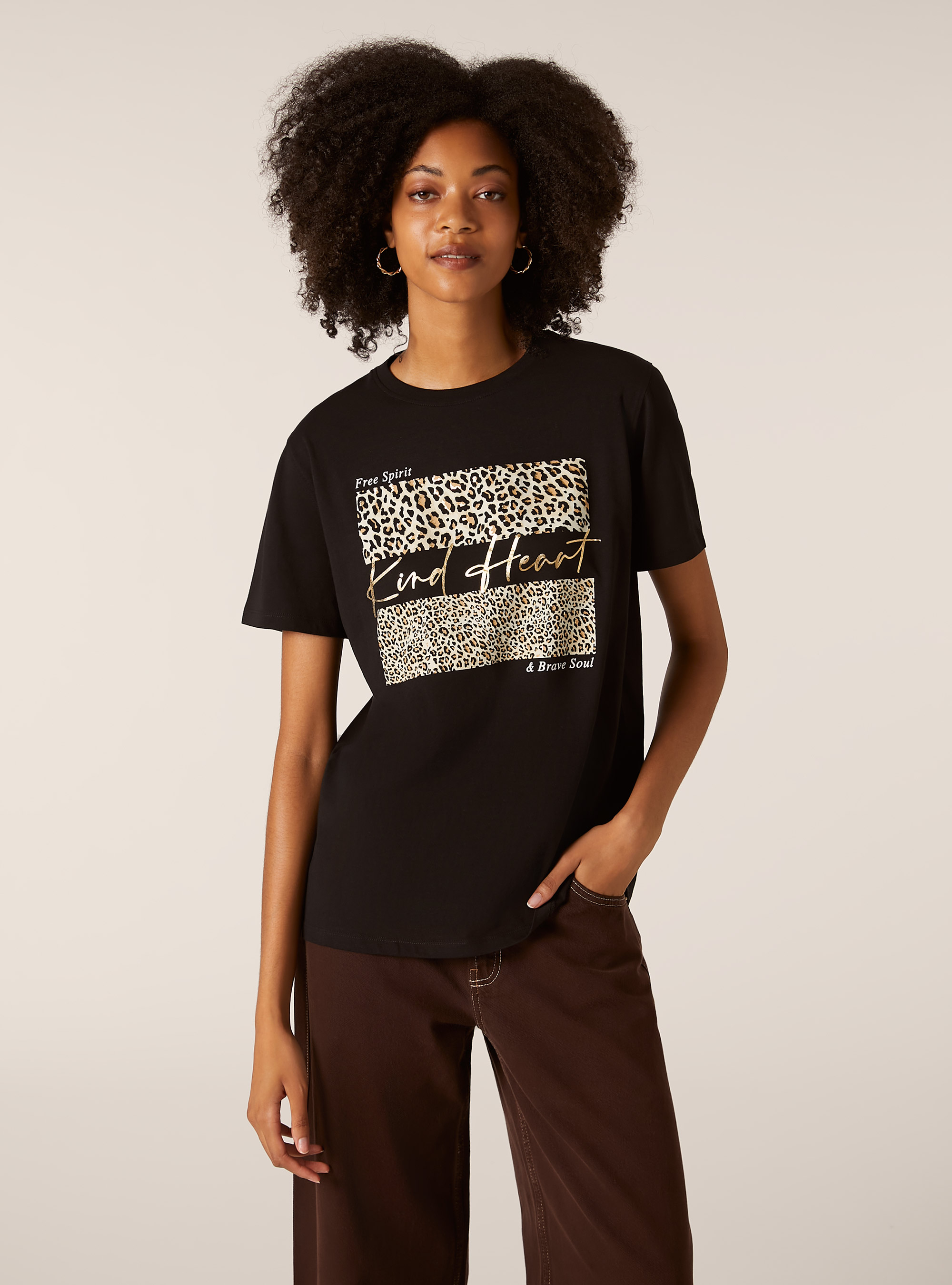 T-shirt à imprimé métallique, BK1 BLACK