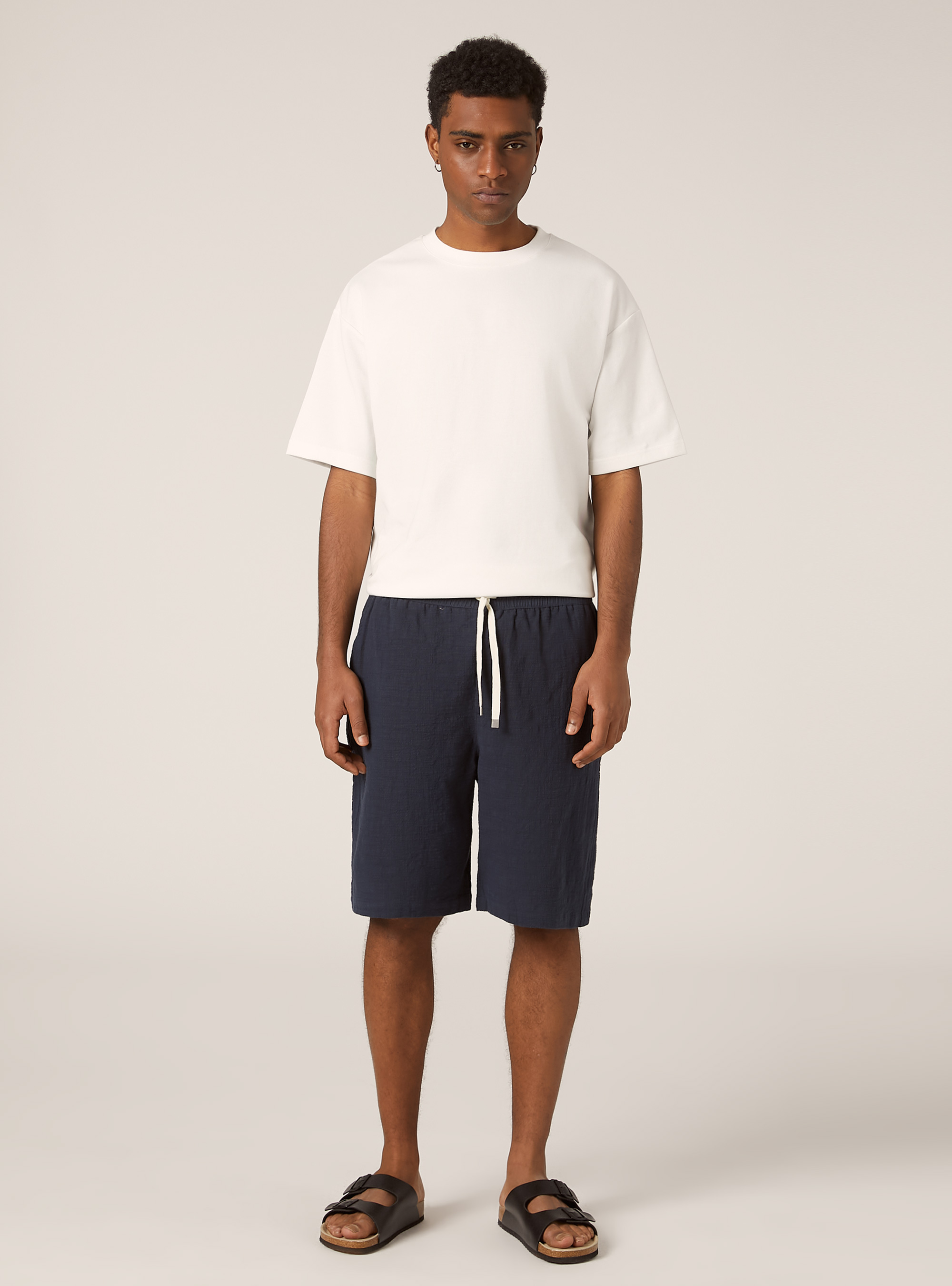 Bermuda en coton avec taille &eacute;lastiqu&eacute;e, NA2 NAVY MEDIUM