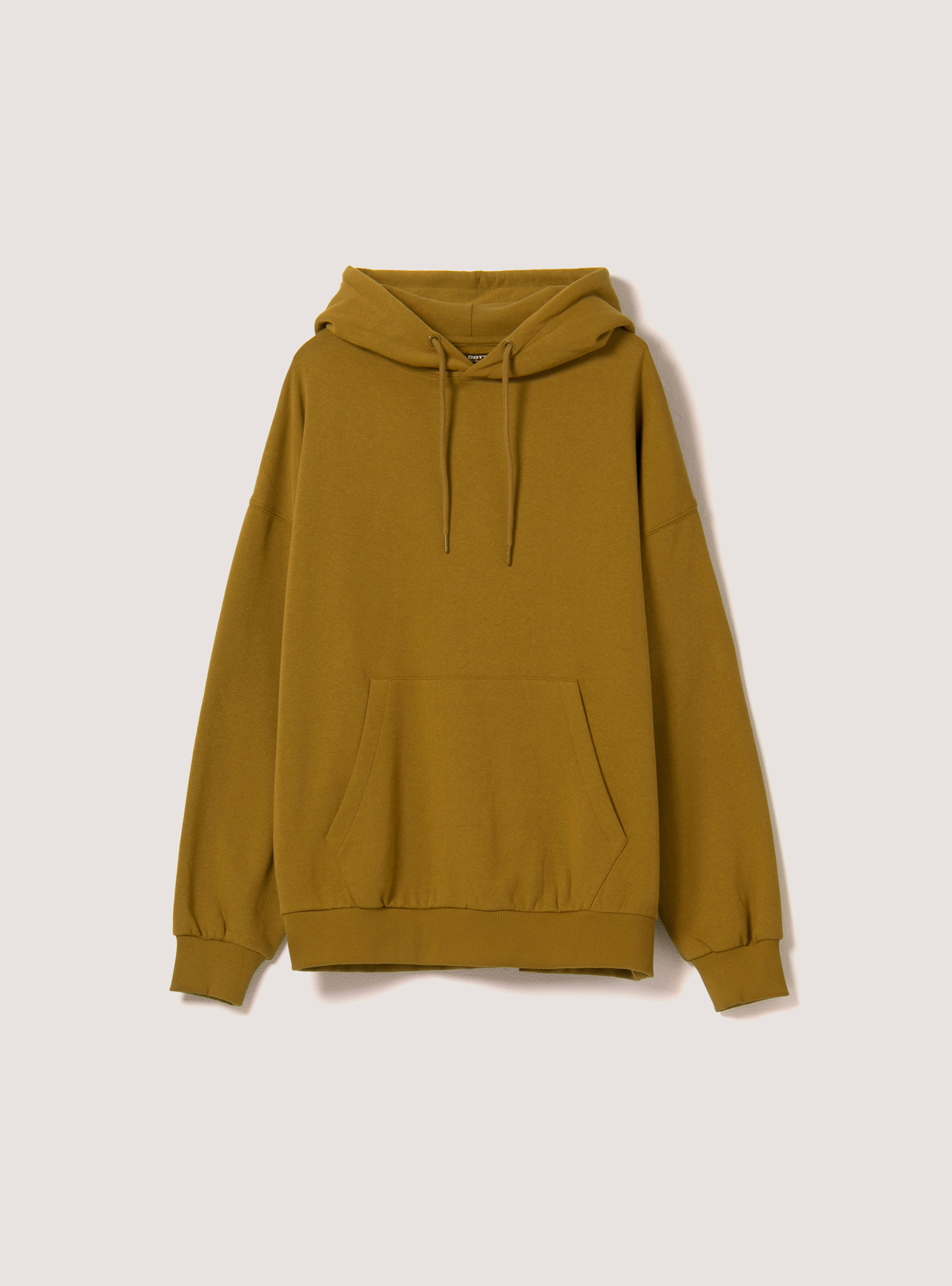 Oversized sweatshirt with pouch pocket and hood, C787 SENAPE