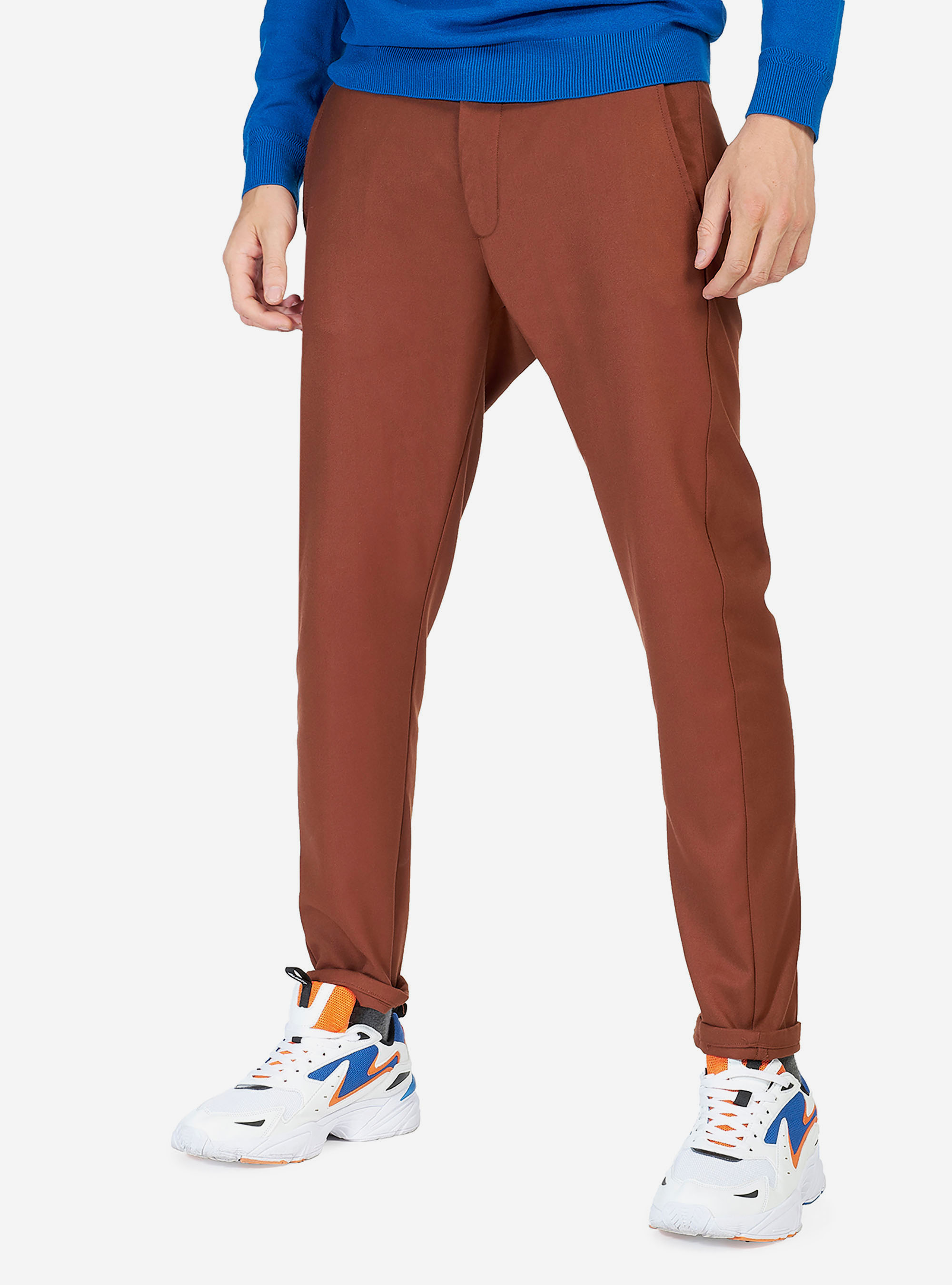 SLIM PANTS, TOBACCO