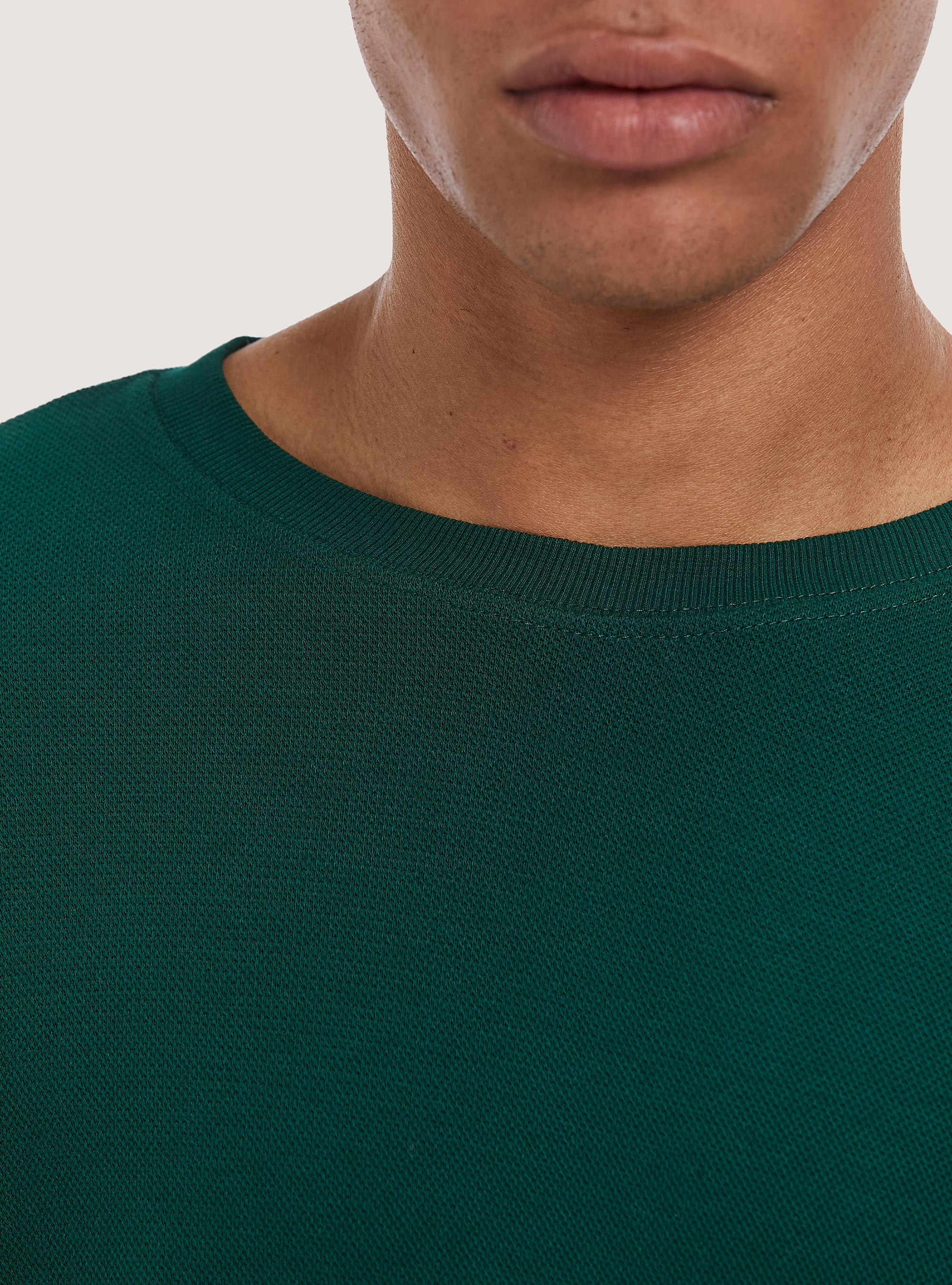 Sweat-shirt en coton piqu&eacute;, GN1 GREEN DARK