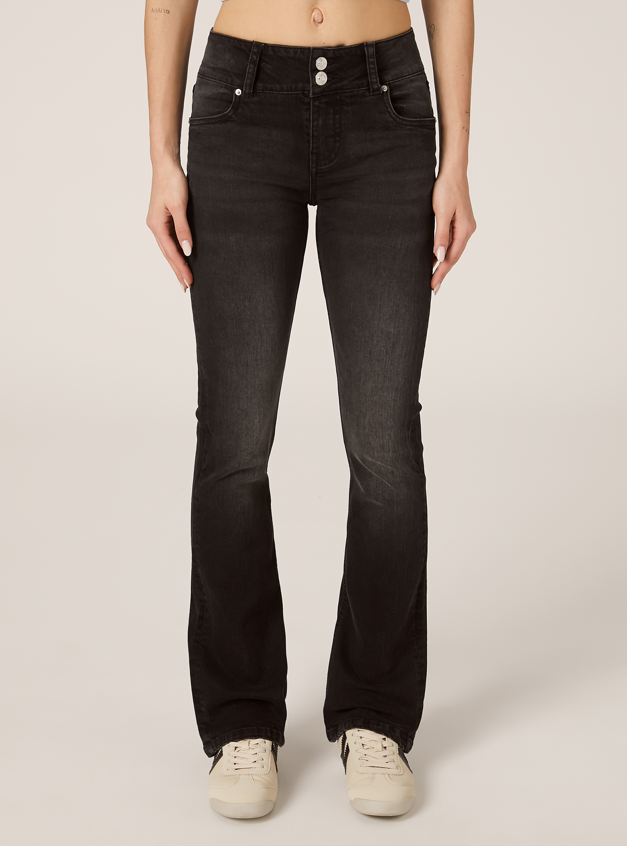 Jeans bootcut low waist, D000 BLACK