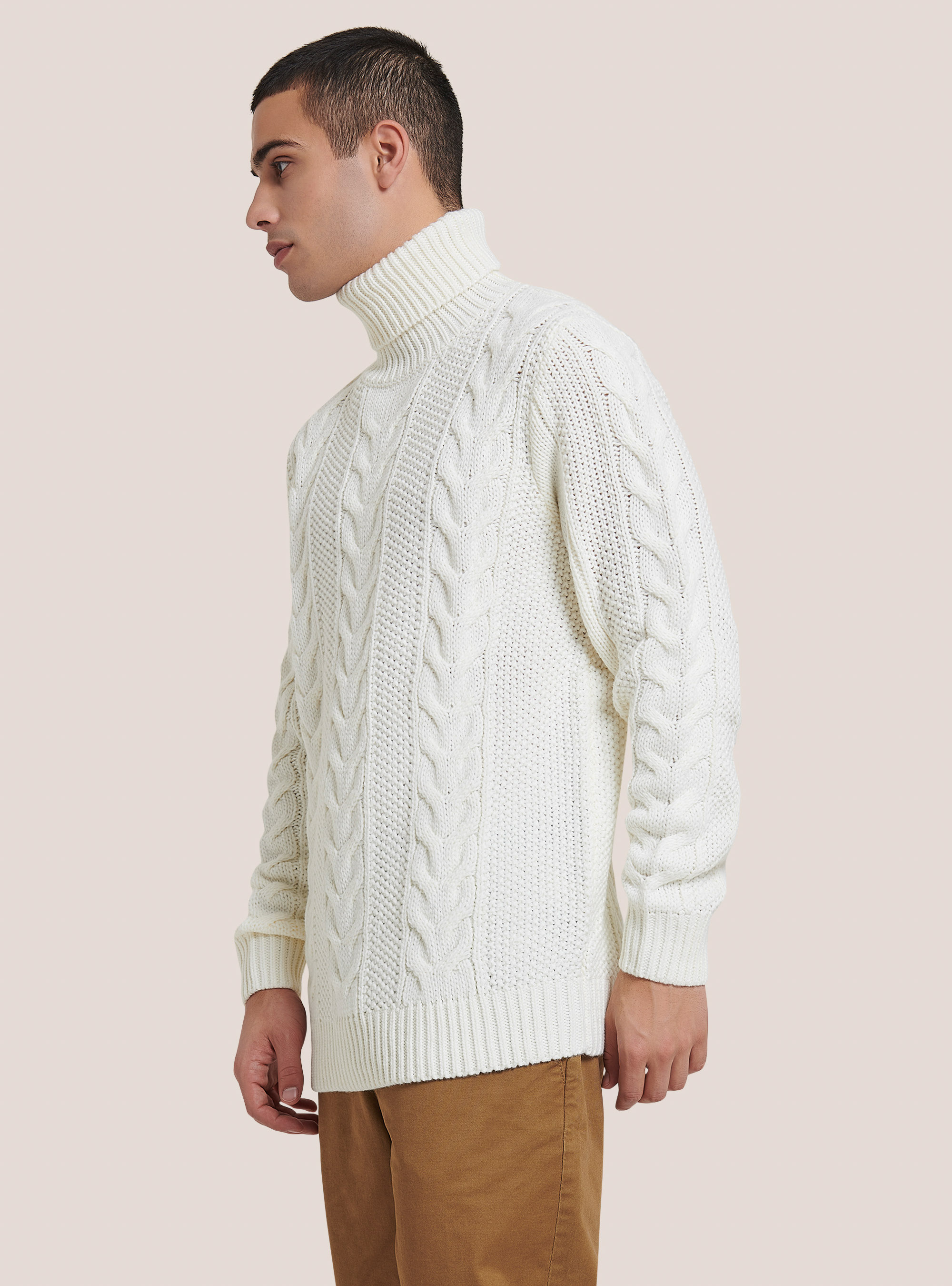 Pull tressé, C002  WHITE