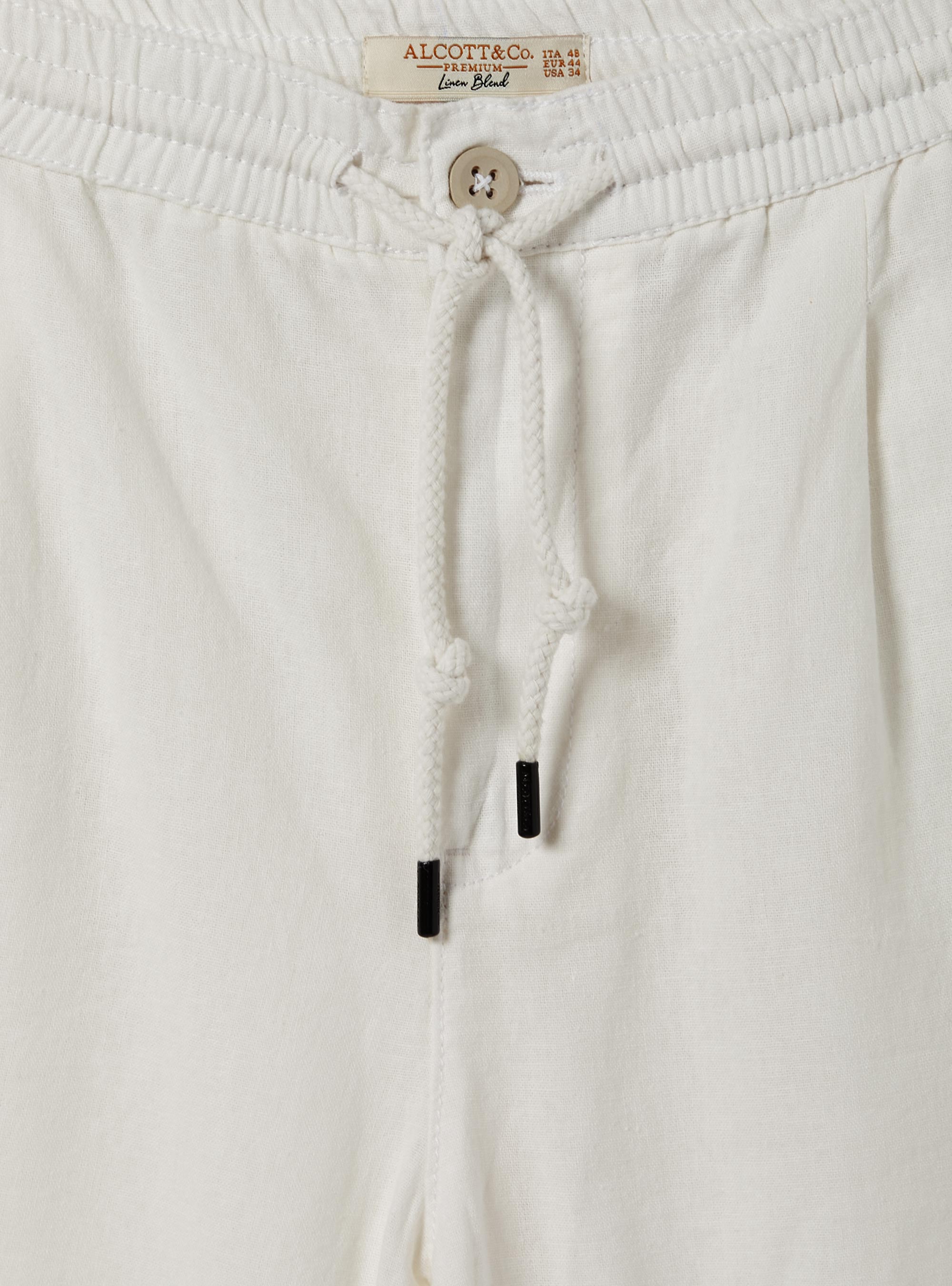Linen Bermuda Shorts with Drawstring, WH2 WHITE
