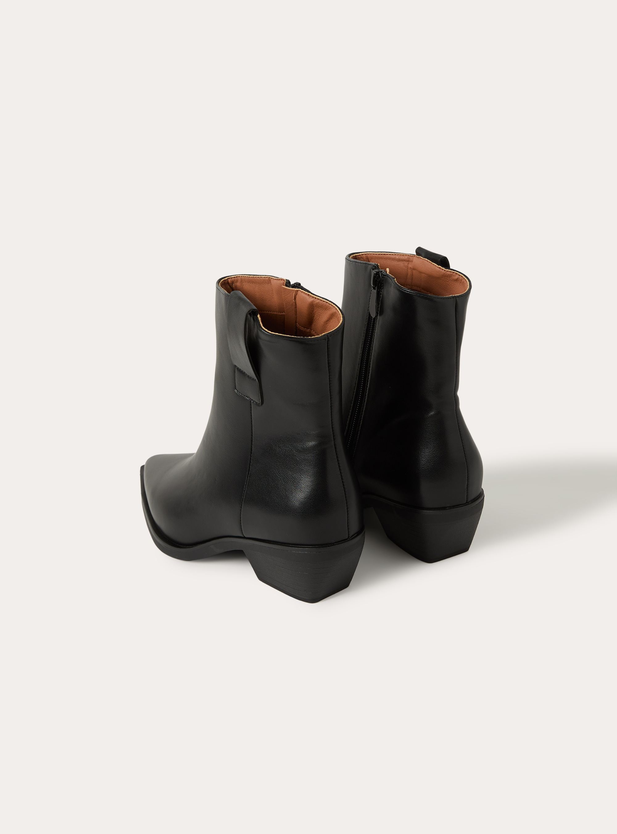 Bottines style santiags en similicuir avec zip lateral, BK1 BLACK