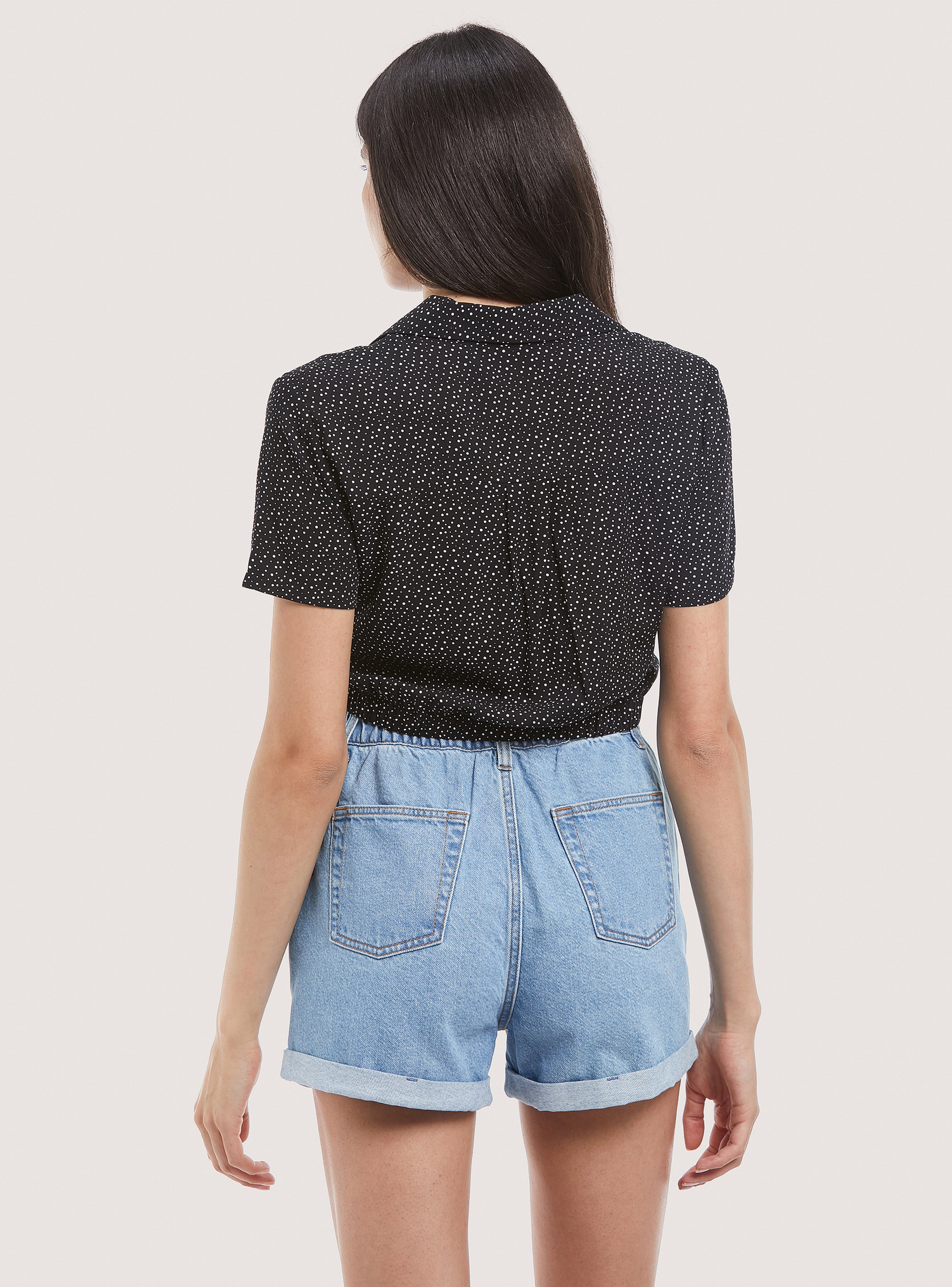 Camicia crop con nodo, BLACK