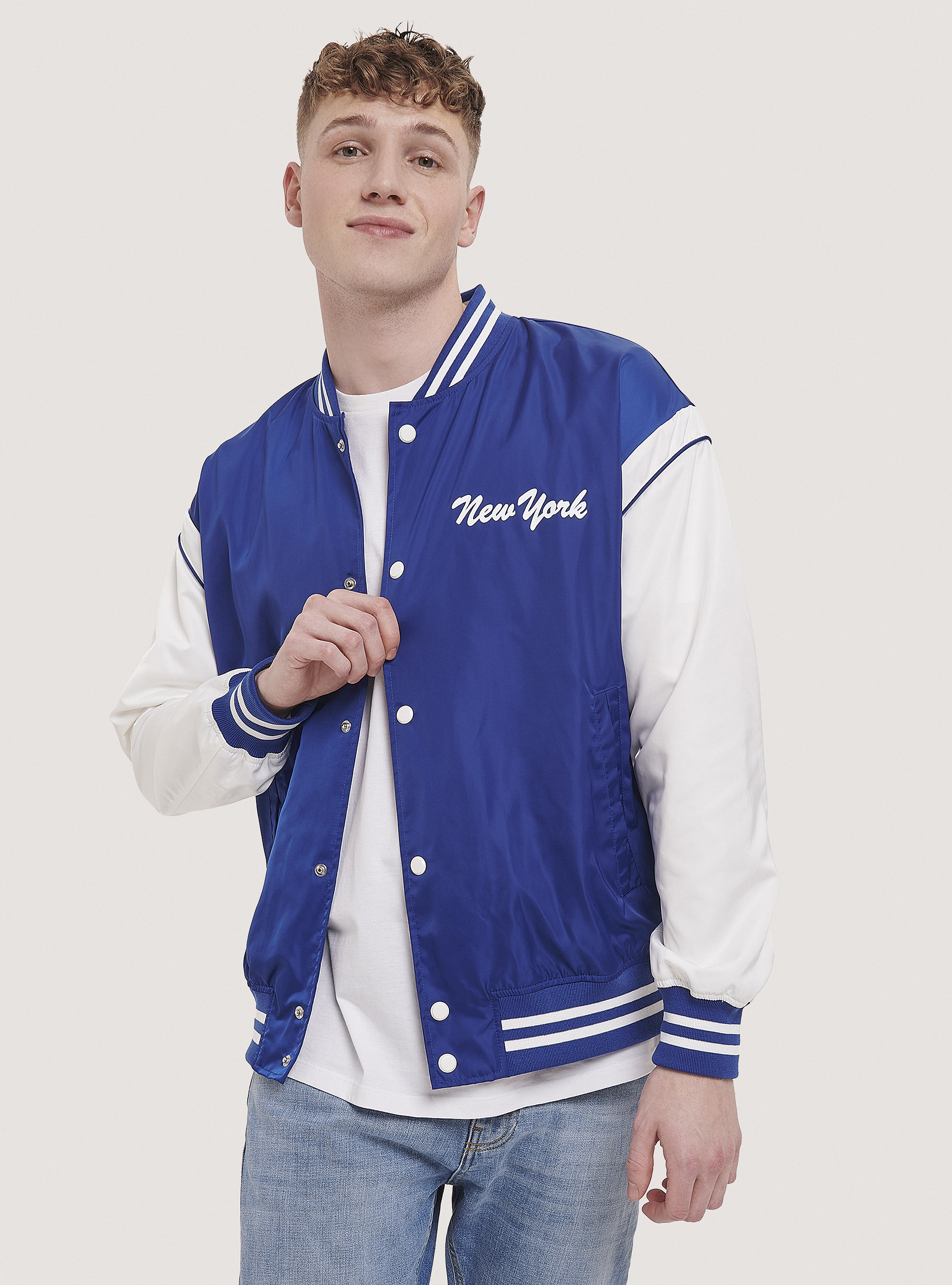 Satin college bomber jacket, C2227 ROYALE