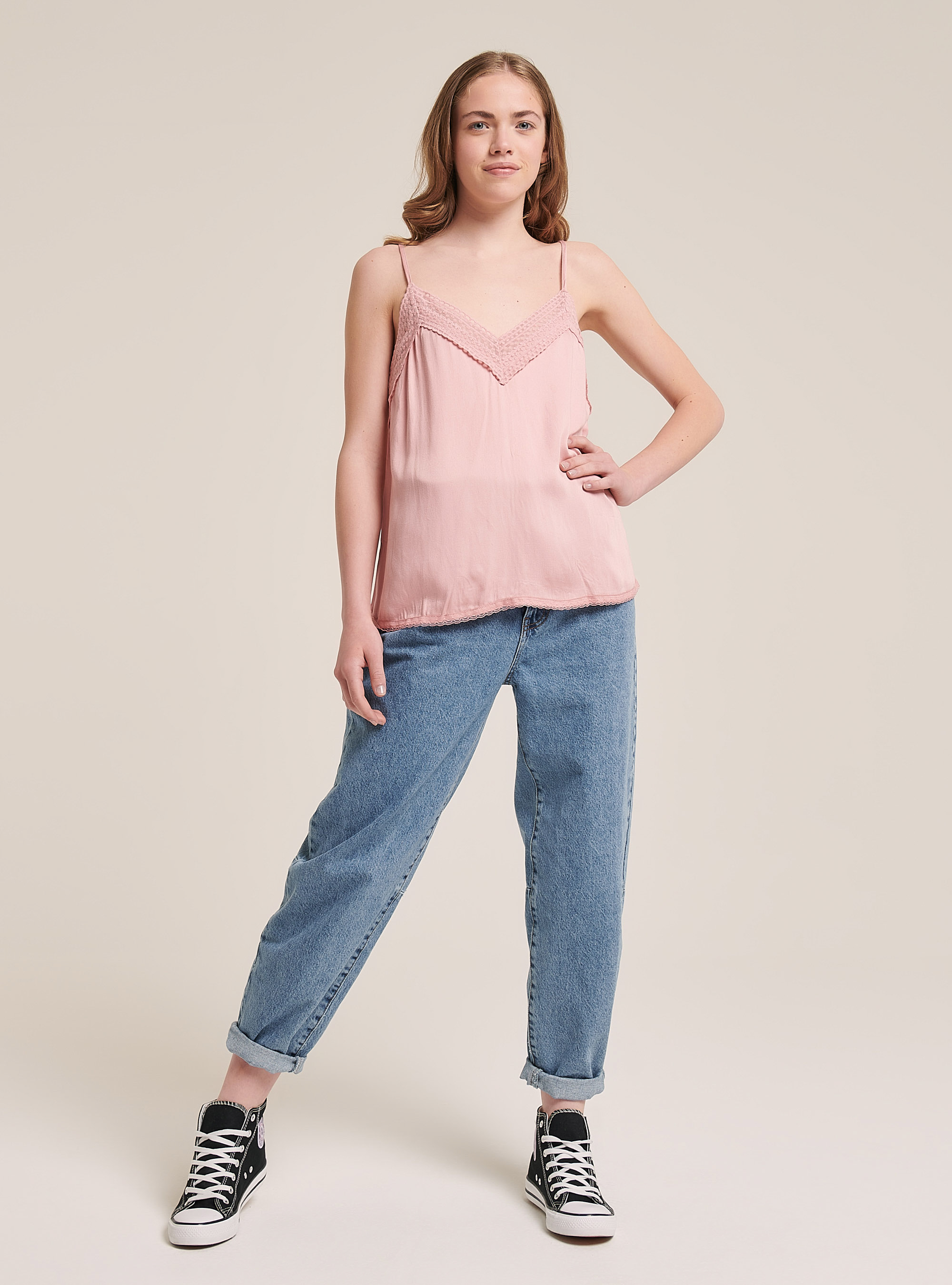 Top with lace details, PINK