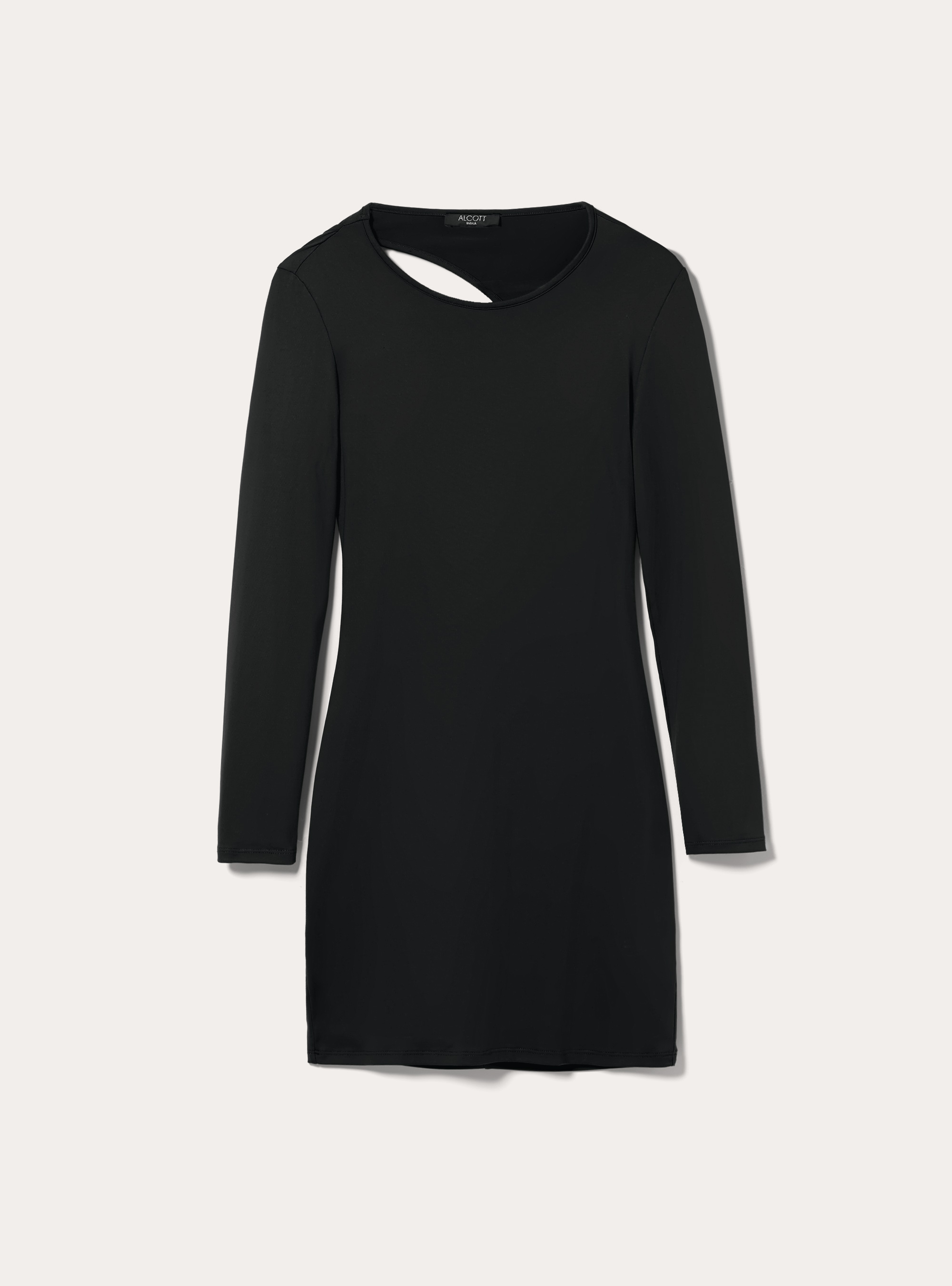 Long-sleeved dress with open back, BK1 BLACK