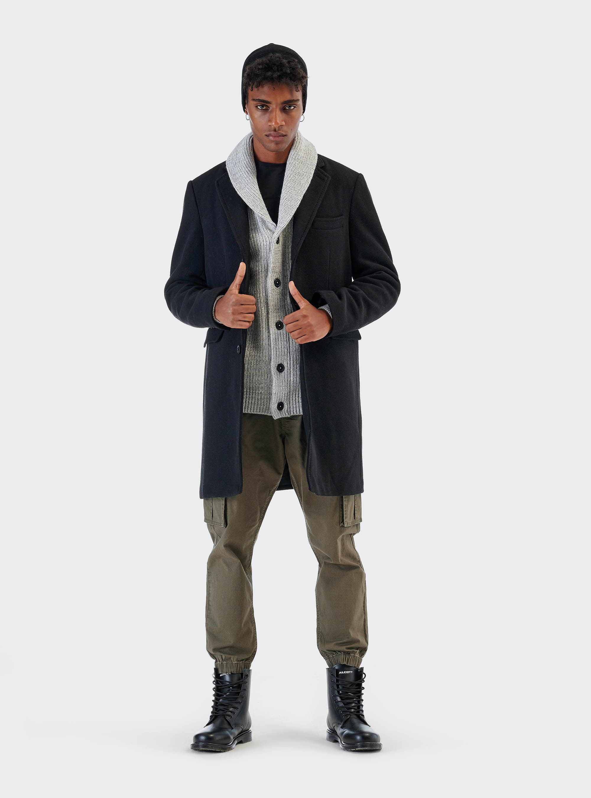 Wool blend cardigan pullover, C184 PEARL